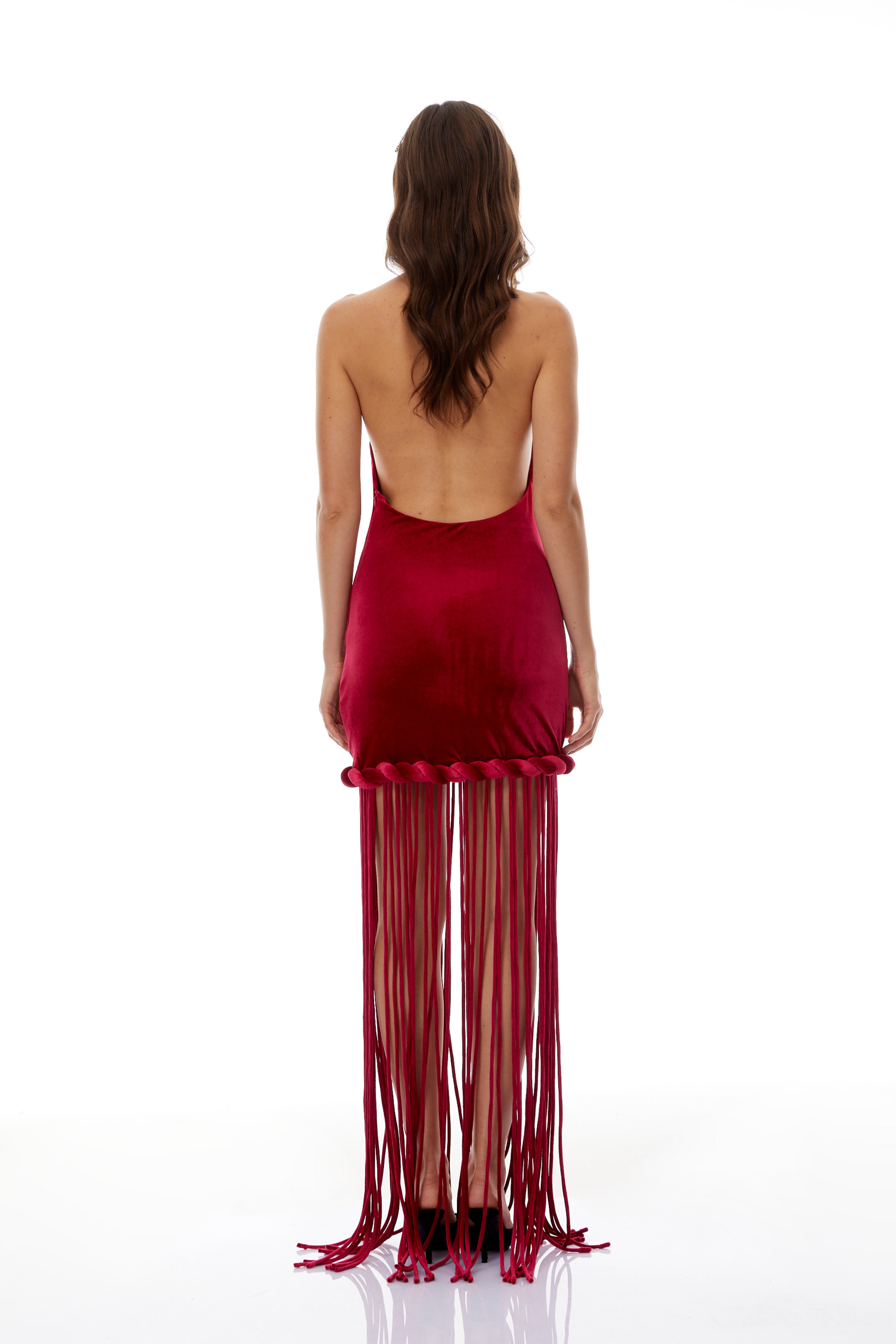 Aïda Red Halterneck Velvet Maxi Dress (Final Sale)