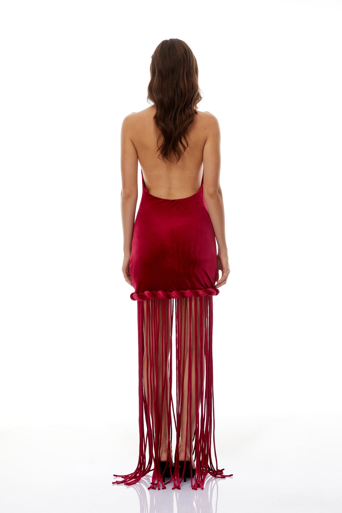 Aïda Red Halterneck Velvet Maxi Dress (Final Sale)