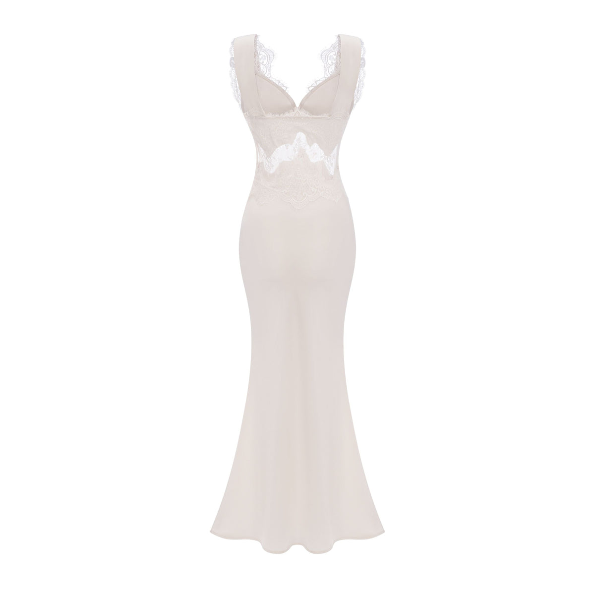 Aitana Neutrals Satin Maxi Dress with Lace Panels