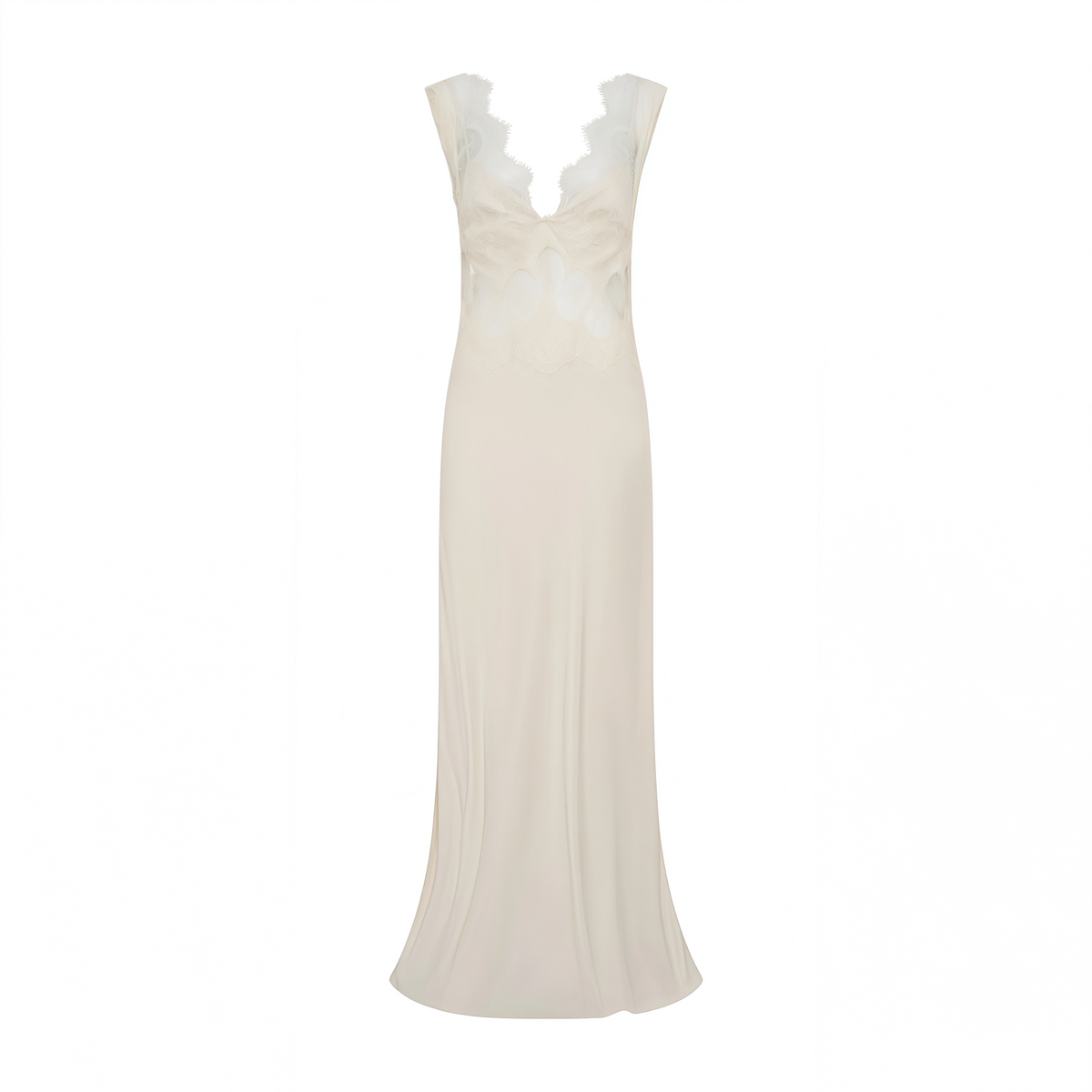 Aitana Neutrals Satin Maxi Dress with Lace Panels (Final Sale-US Only)