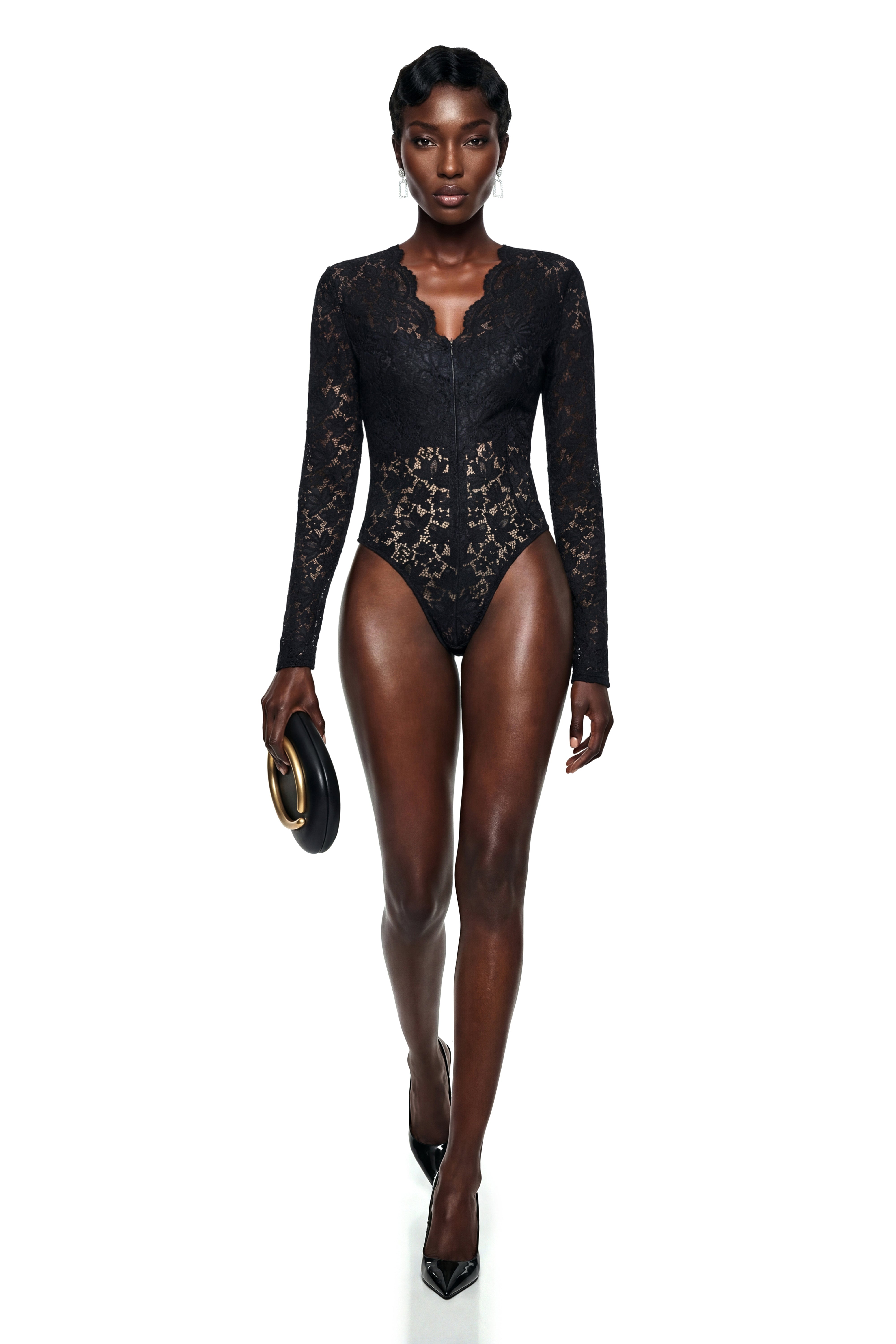 Alaric Black Floral Lace Cut-Out Bodysuit