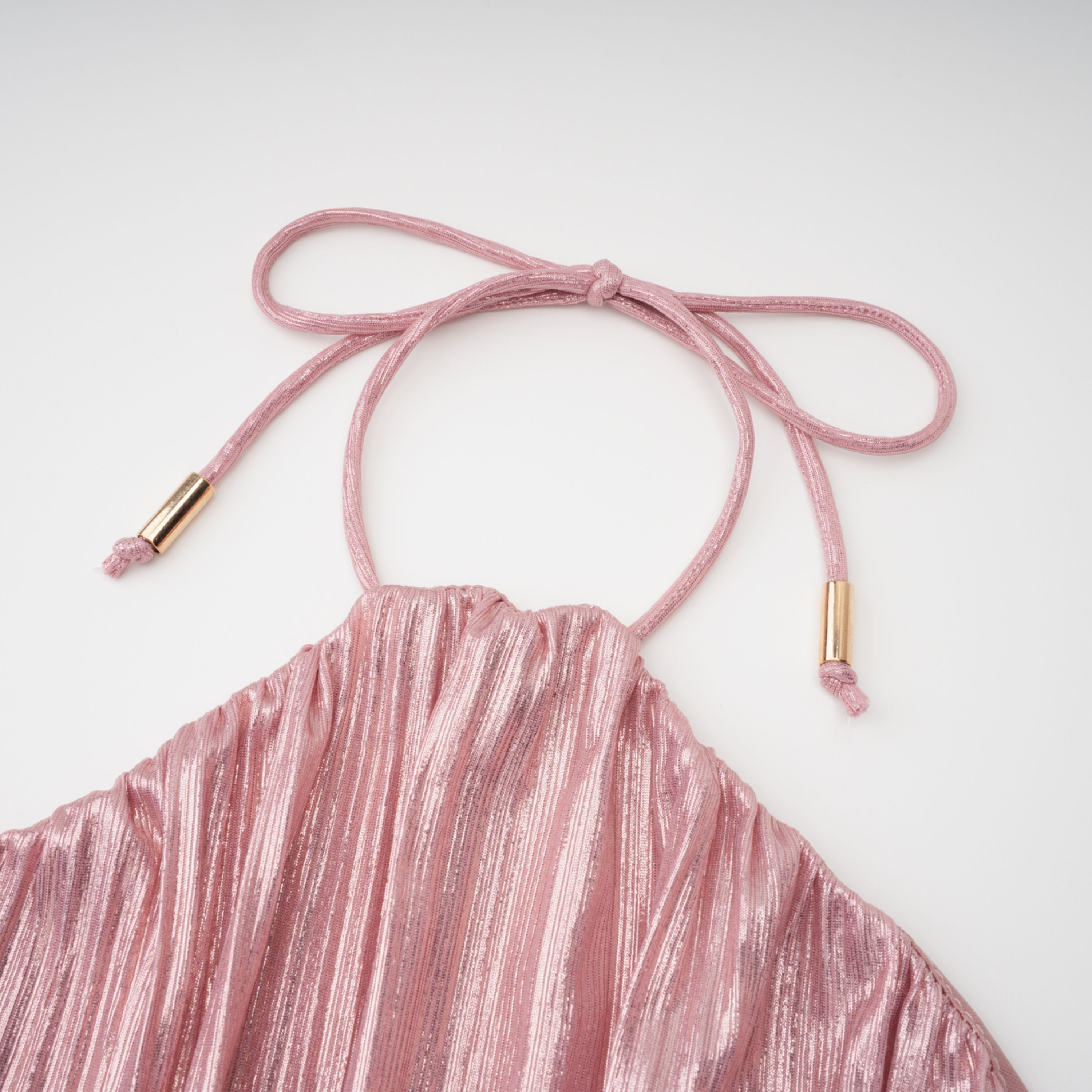 Alchimie Pink Glossy Pleated Maxi Dress (Final Sale-US Only)