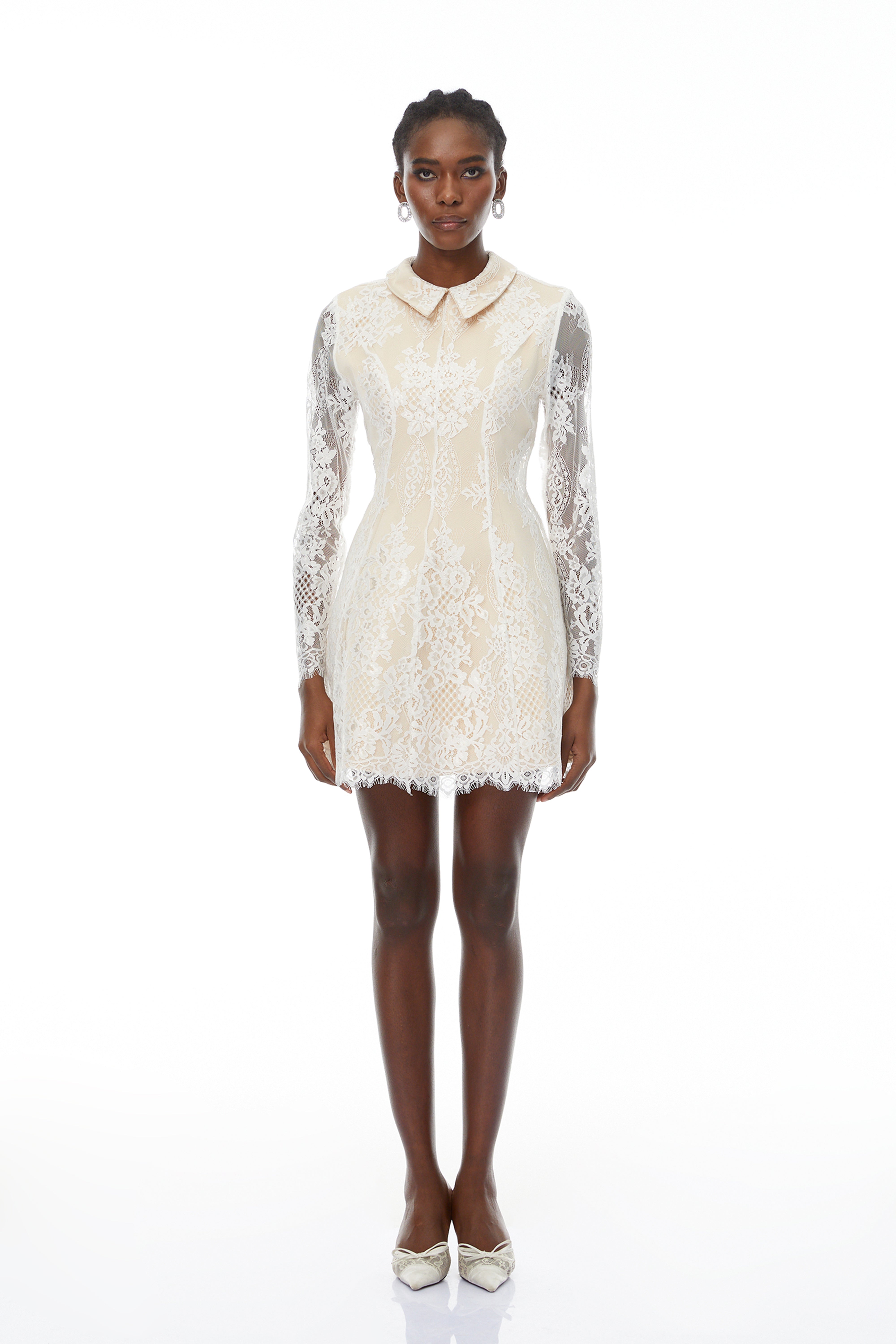Aleksandra White Floral Lace Mini Dress (Final Sale-US Only)