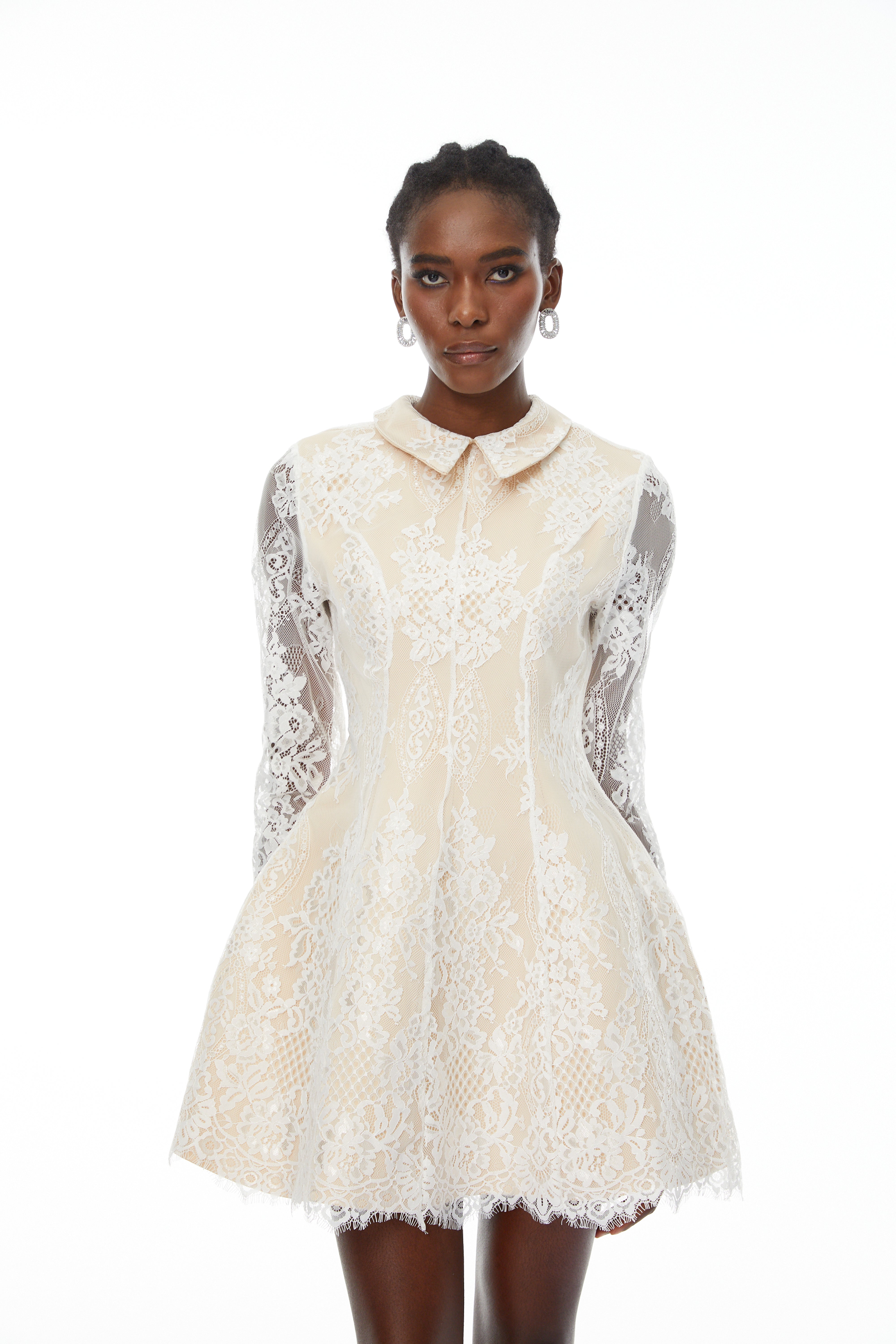Aleksandra White Floral Lace Mini Dress (Final Sale-US Only)