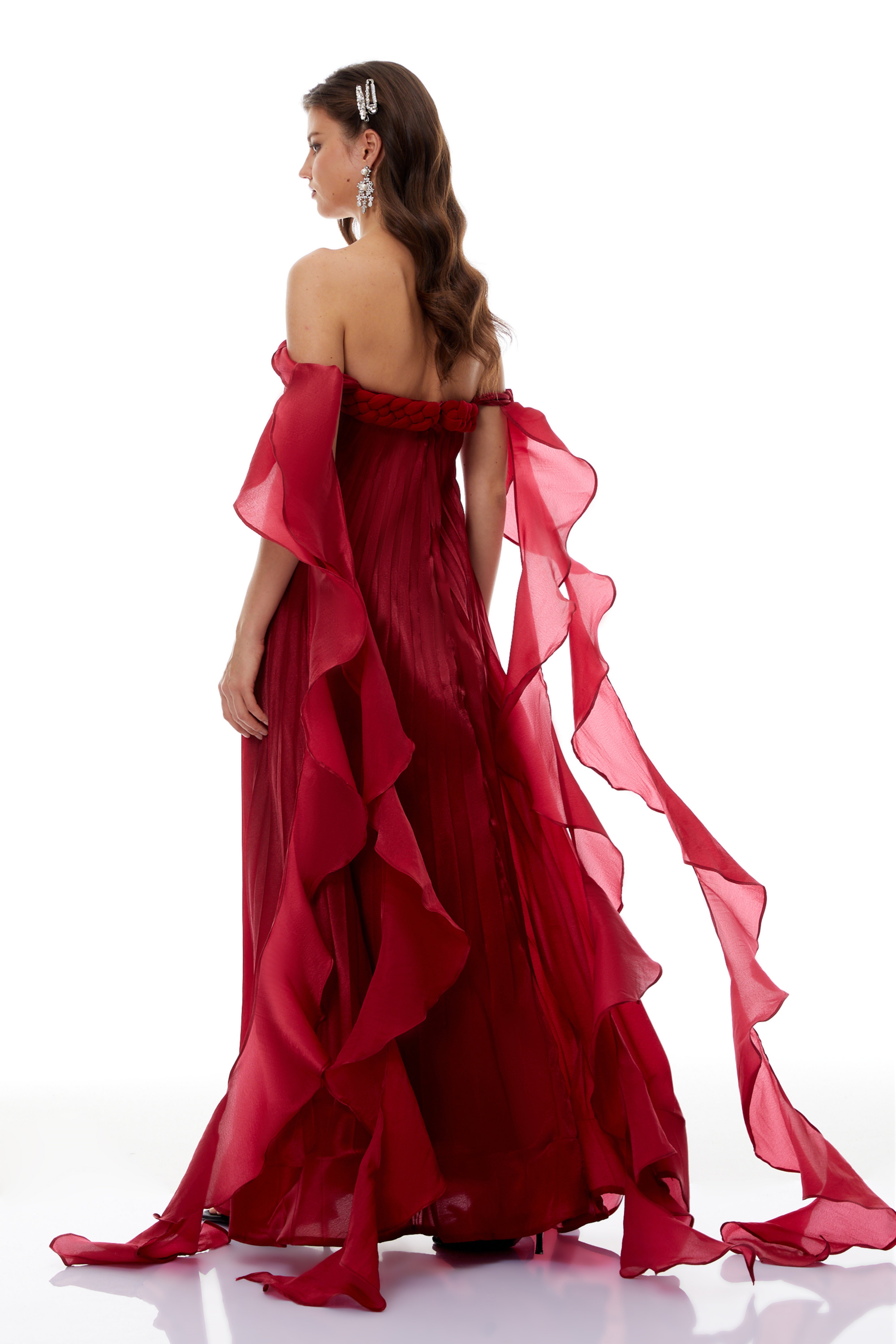 Alexandra Red Ruffled Maxi Dress with Shirred Bodice (Final Sale-US Only)