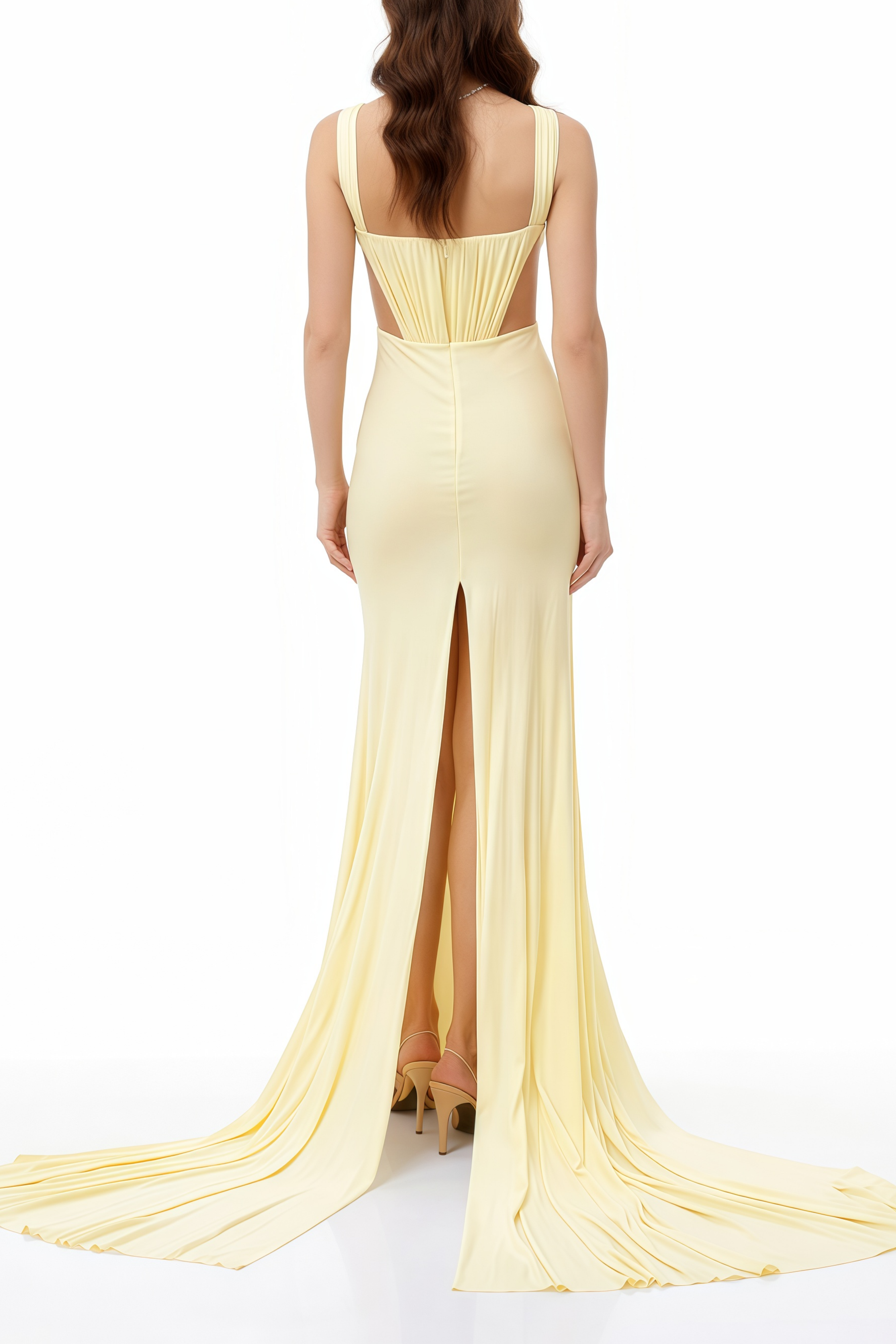 Alexandra Yellow Cut-Out High Slit Maxi Dress