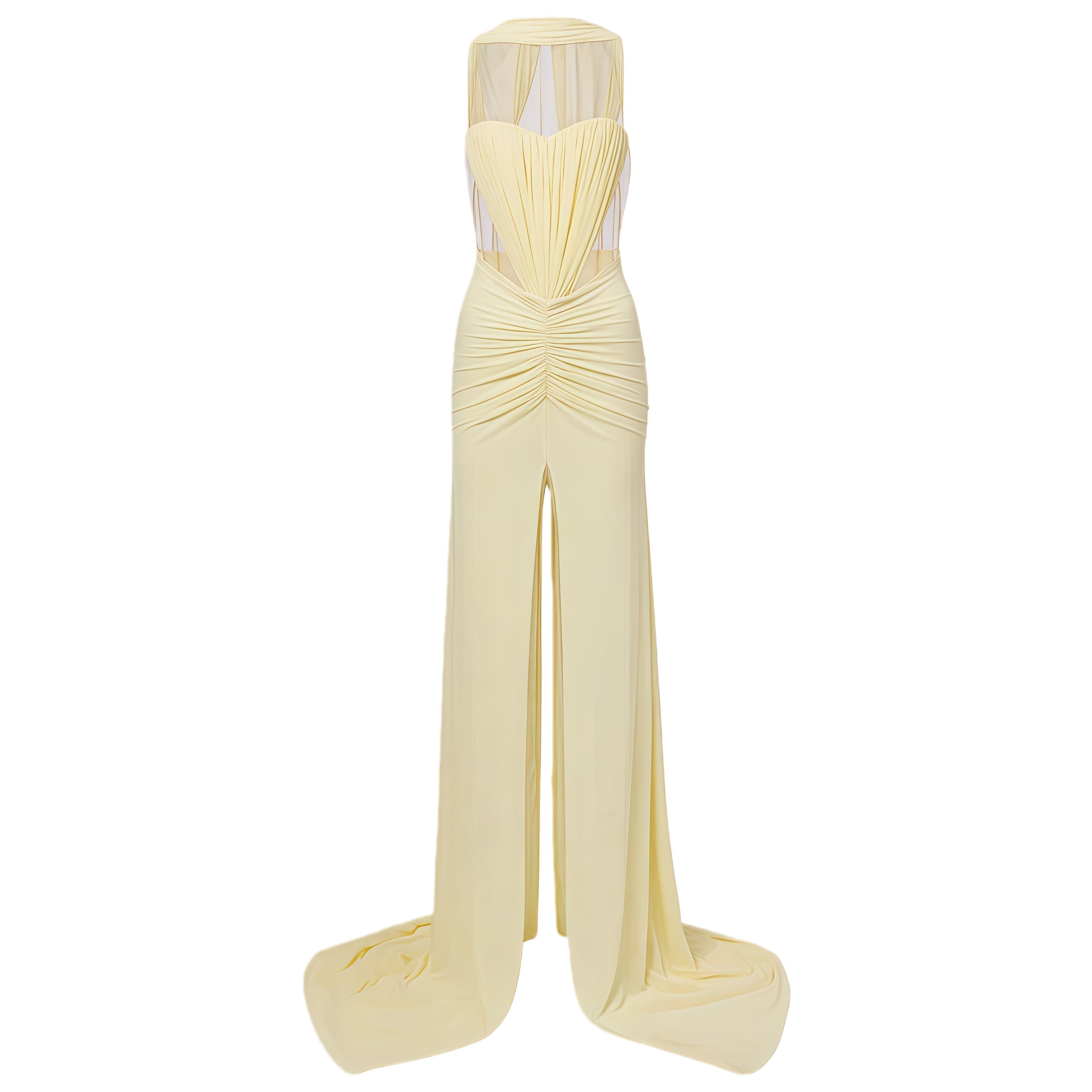 Alexandra Yellow Cut-Out High Slit Maxi Dress (Final Sale)