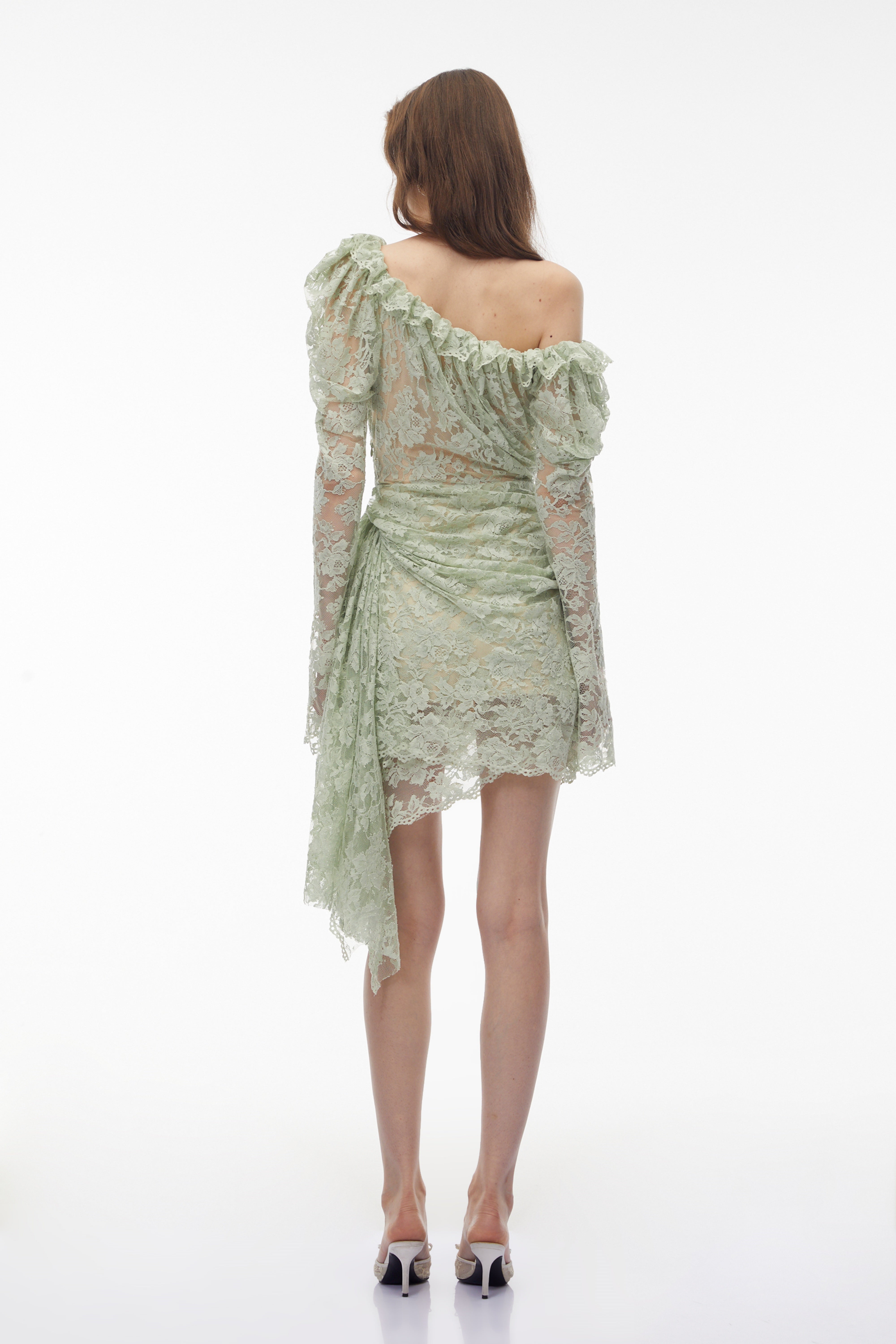 Alexis Sage Green Semi-Sheer Floral Lace Mini Dress (Final Sale-US Only)