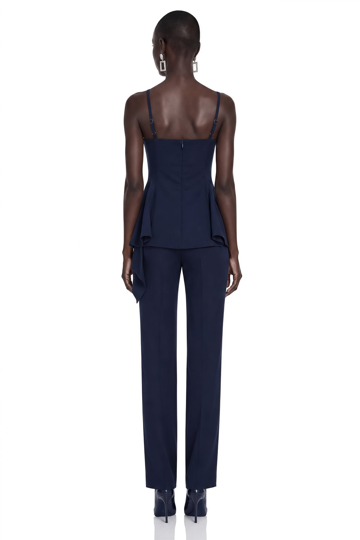 Dolores Navy Blue Round Neck Crop Top