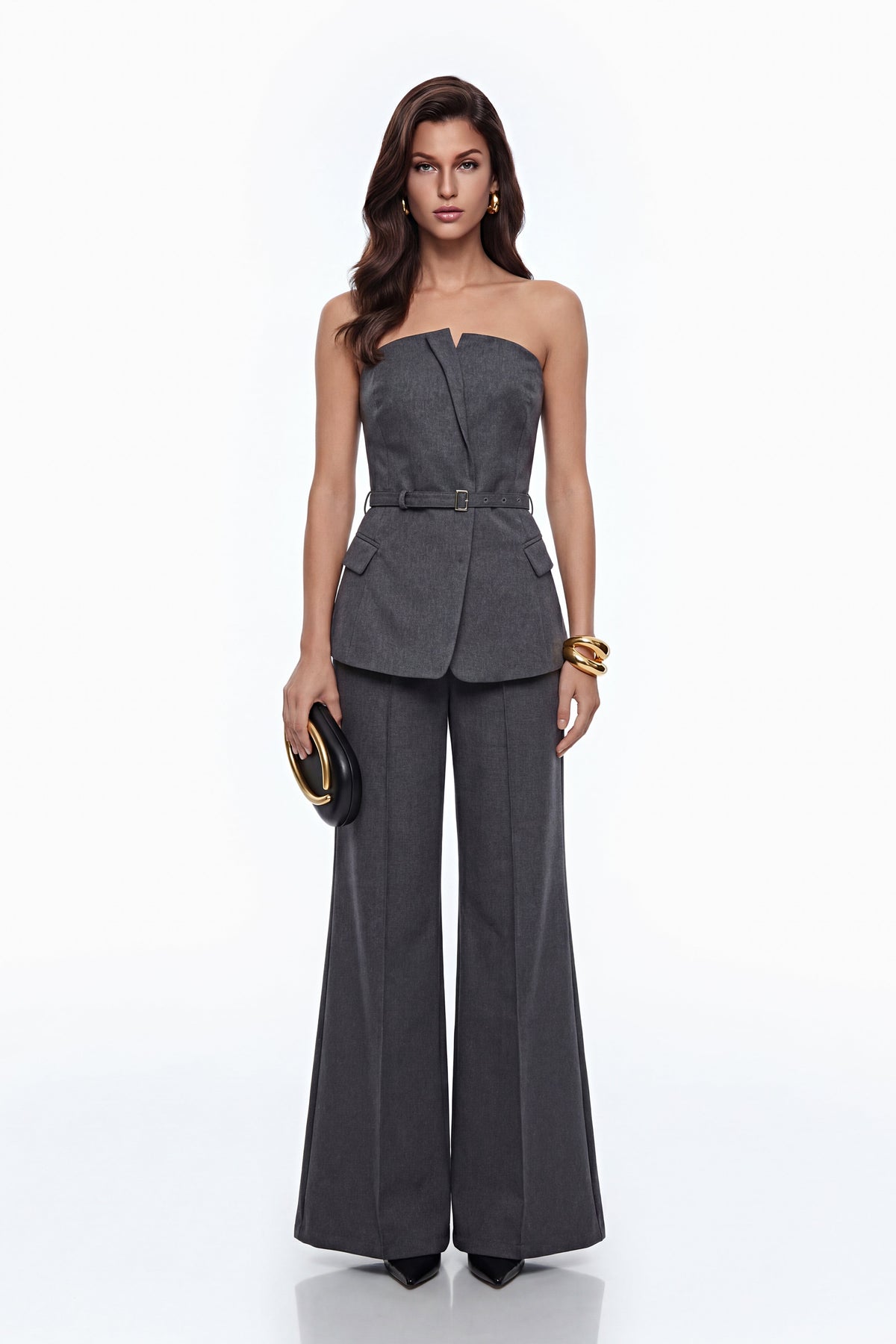 Amber Grey Off Shoulder Top & Trouser Set