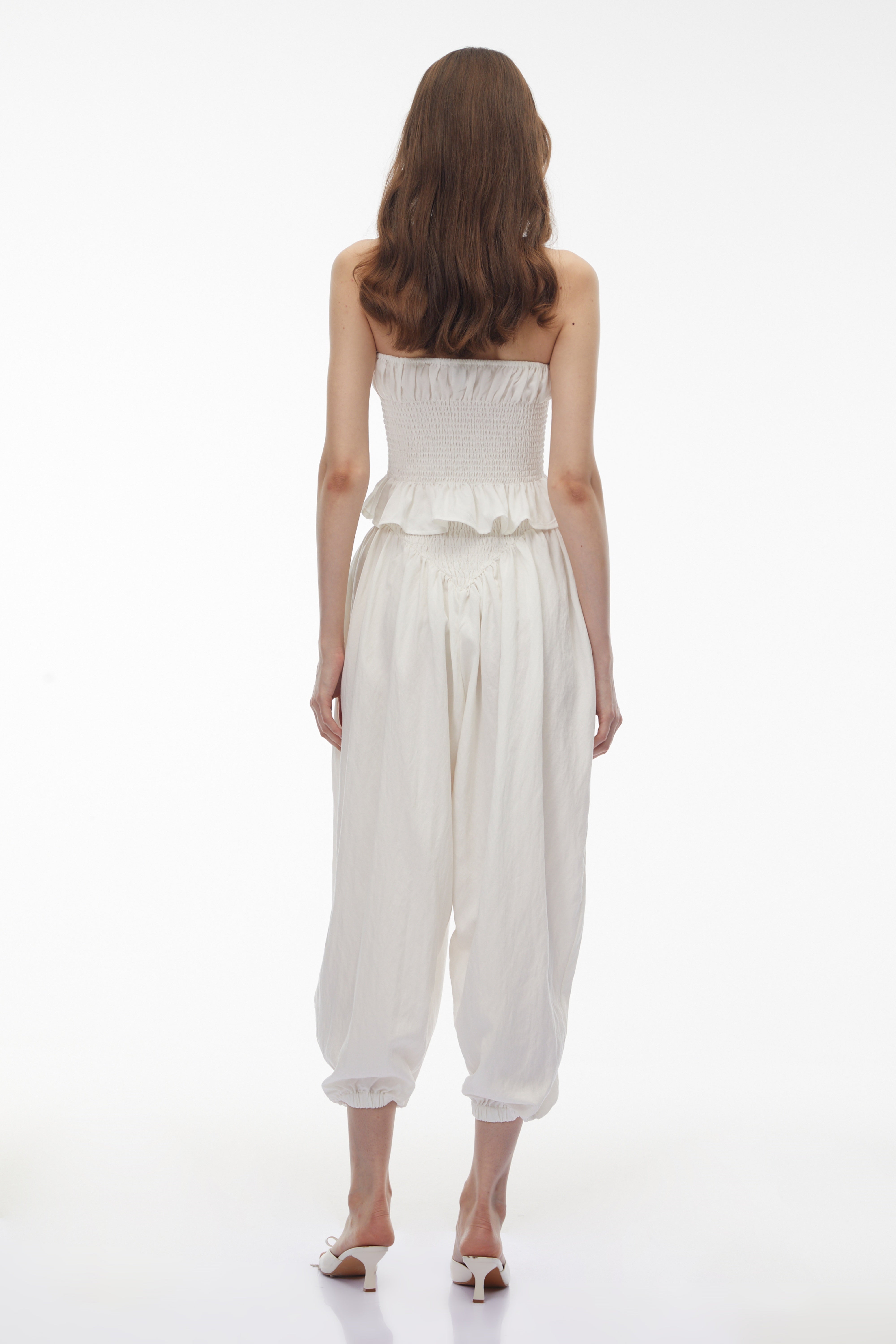 Amelia White Off Shoulder Blouse & Trouser Set