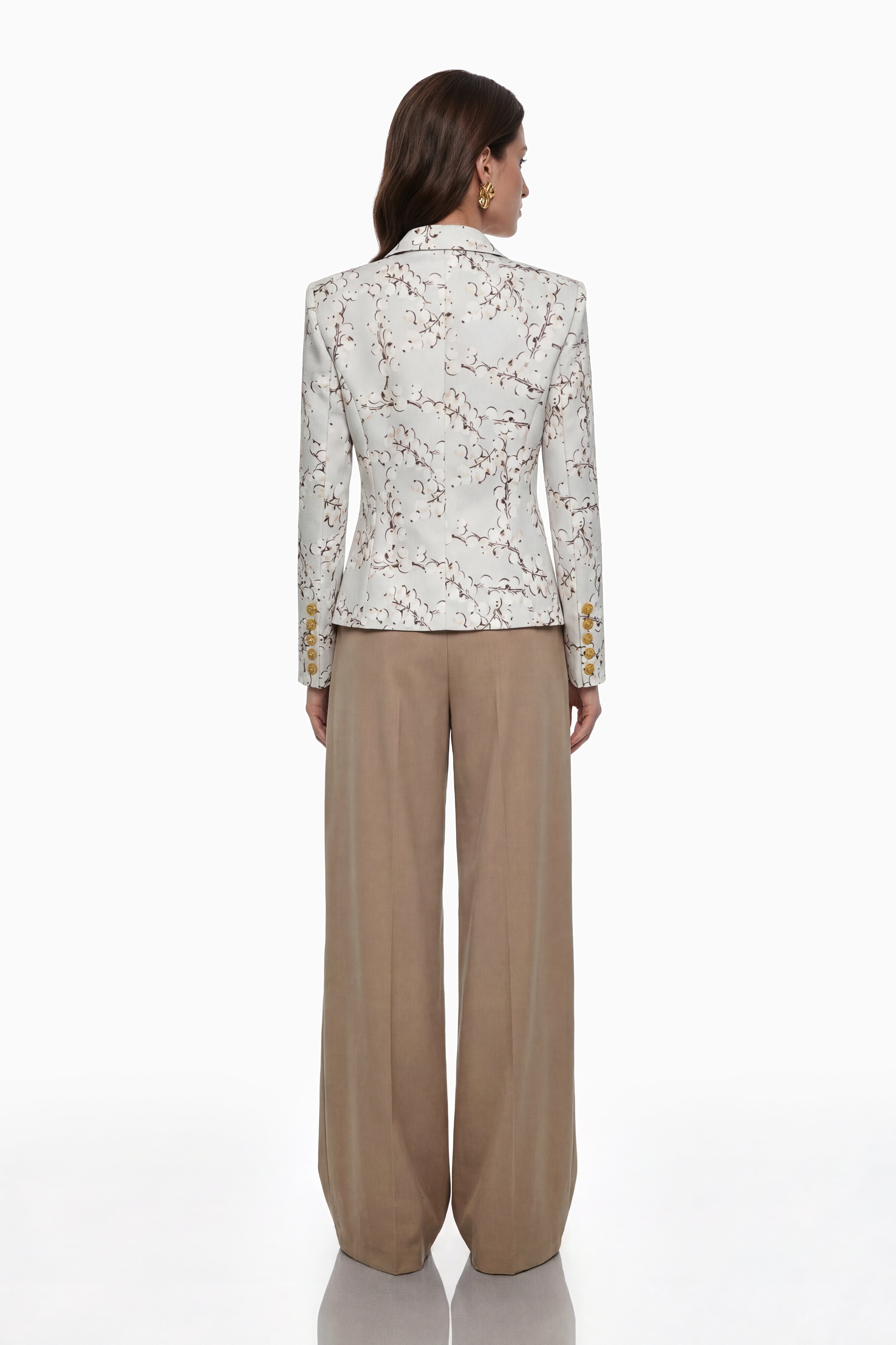 Amélina Cream White Graphic Print Blazer