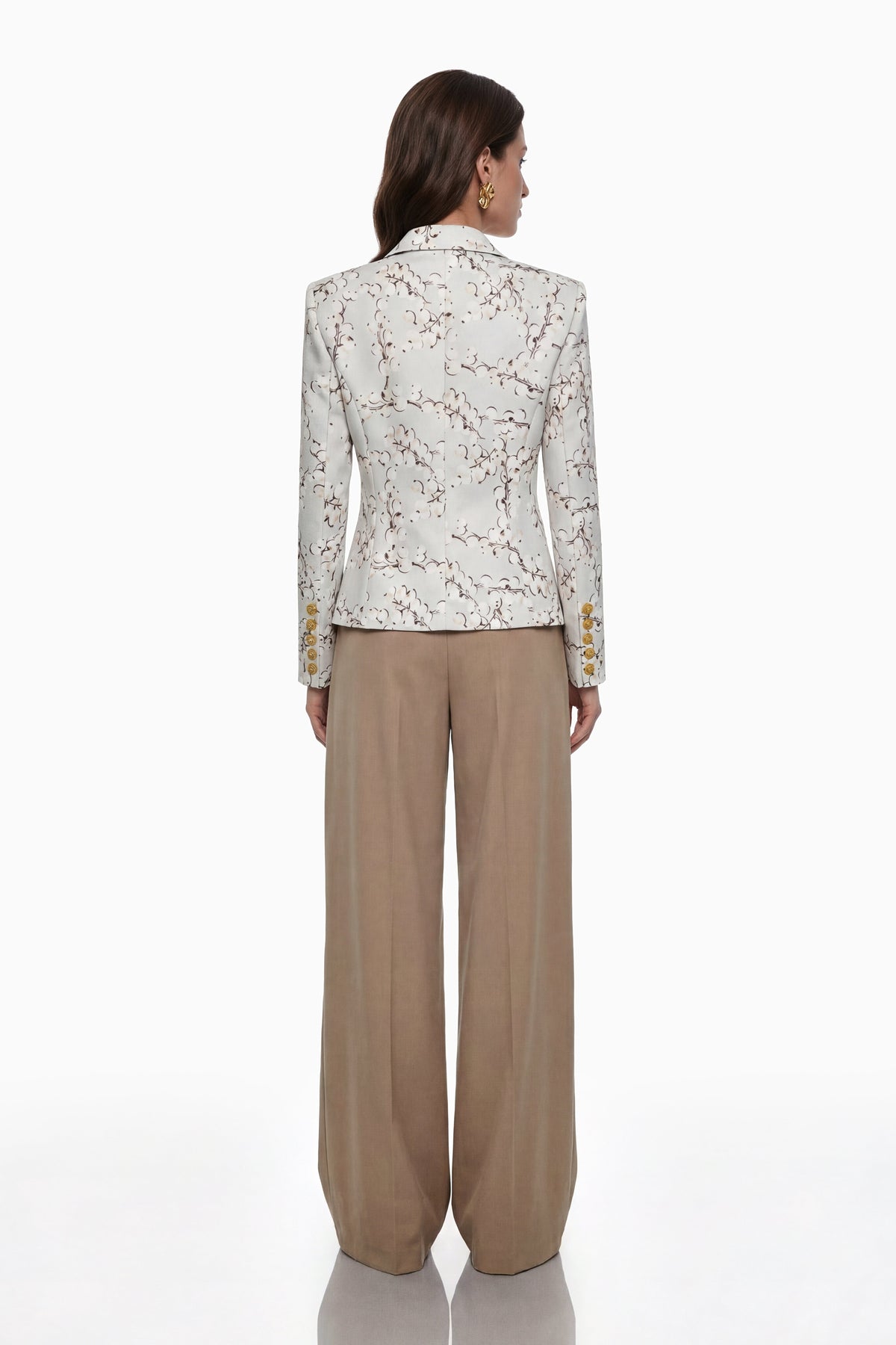 Amélina Cream White Graphic Print Blazer