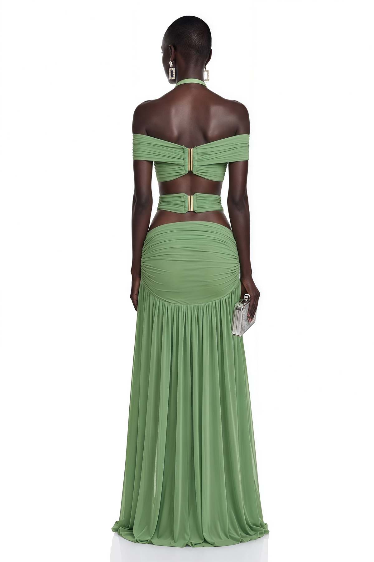 Amity Green Halterneck Bustier Top & Skirt Set