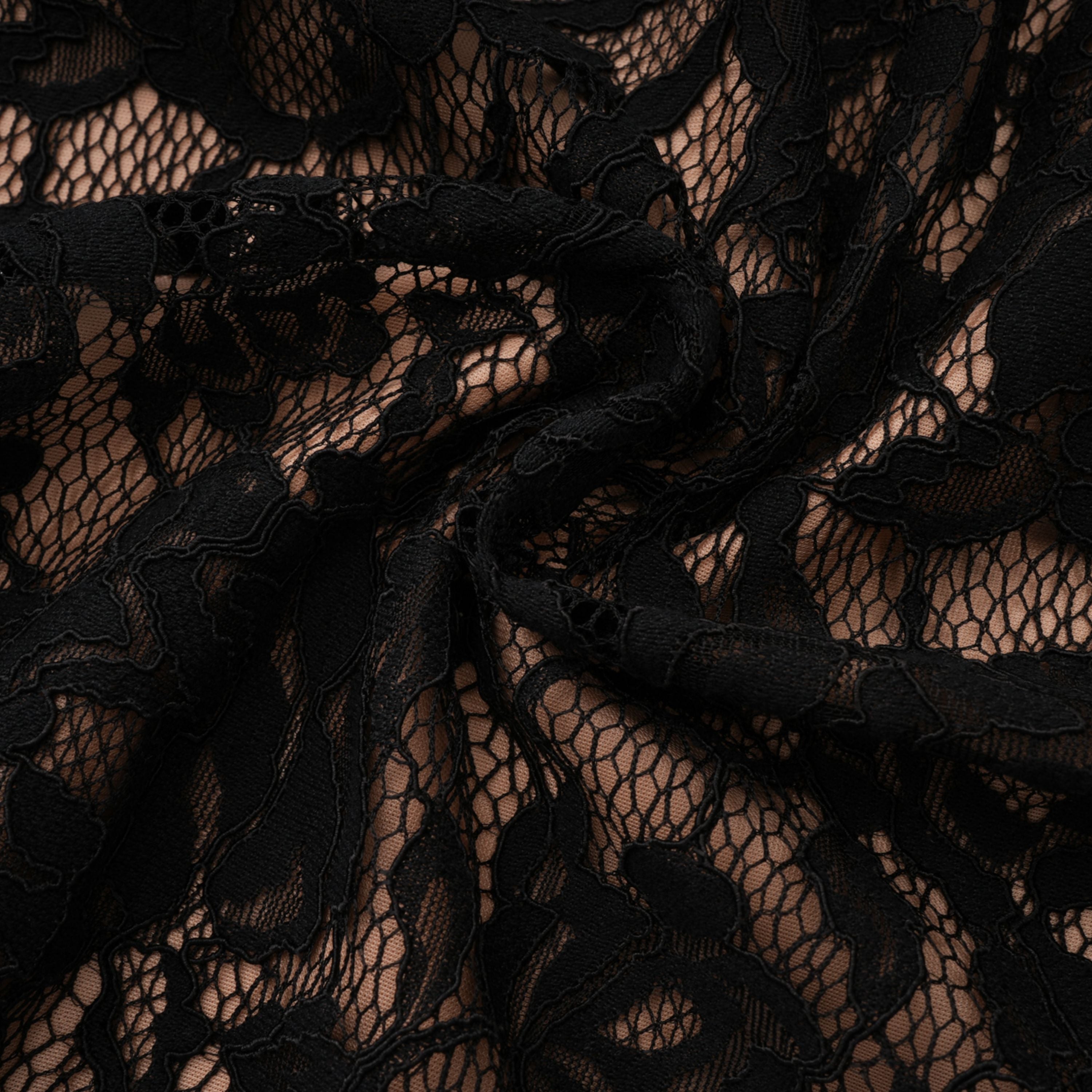 Andrea Black Keyhole Lace Maxi Dress with High Thigh Slit (Final Sale-US Only)