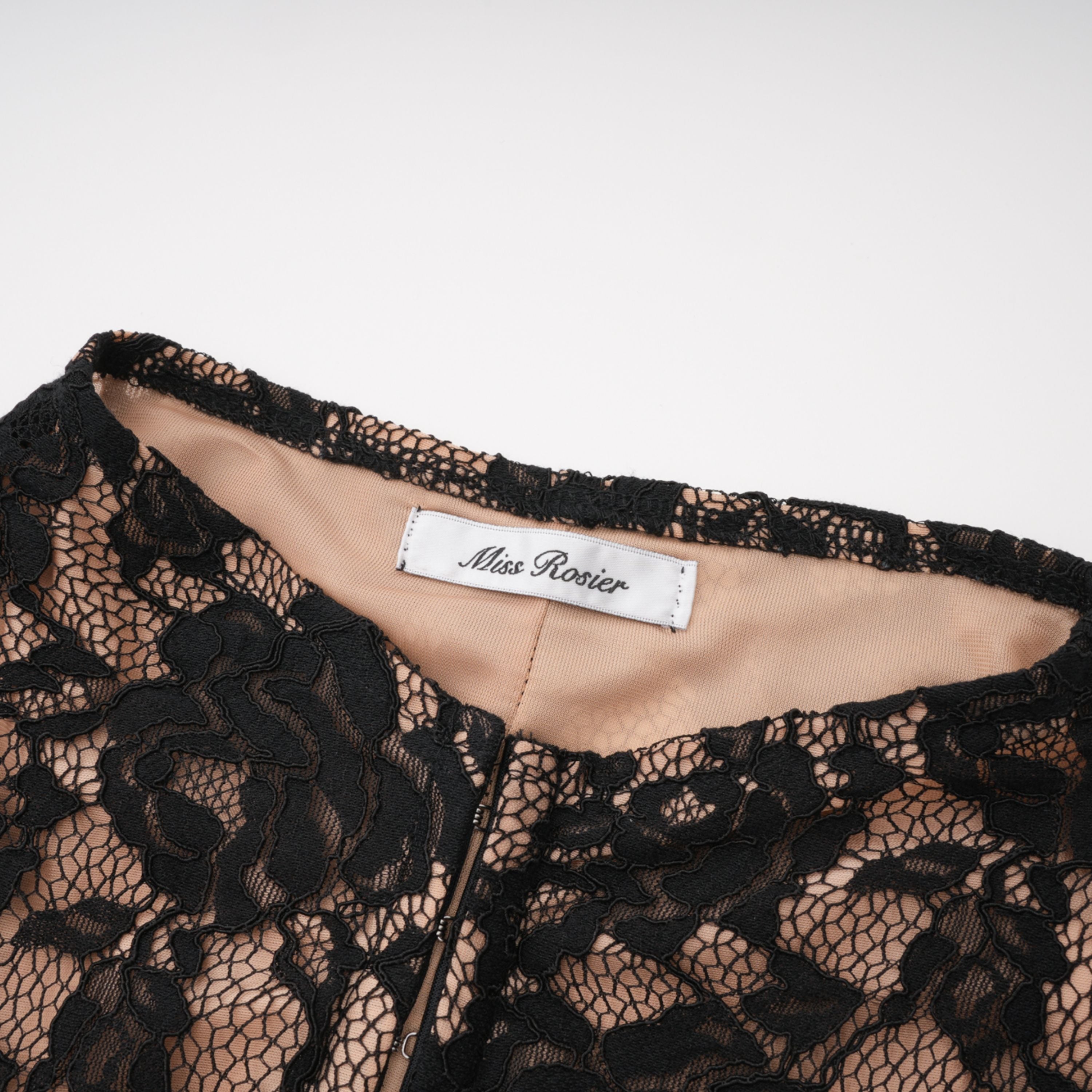 Andrea Black Keyhole Lace Maxi Dress with High Thigh Slit (Final Sale-US Only)
