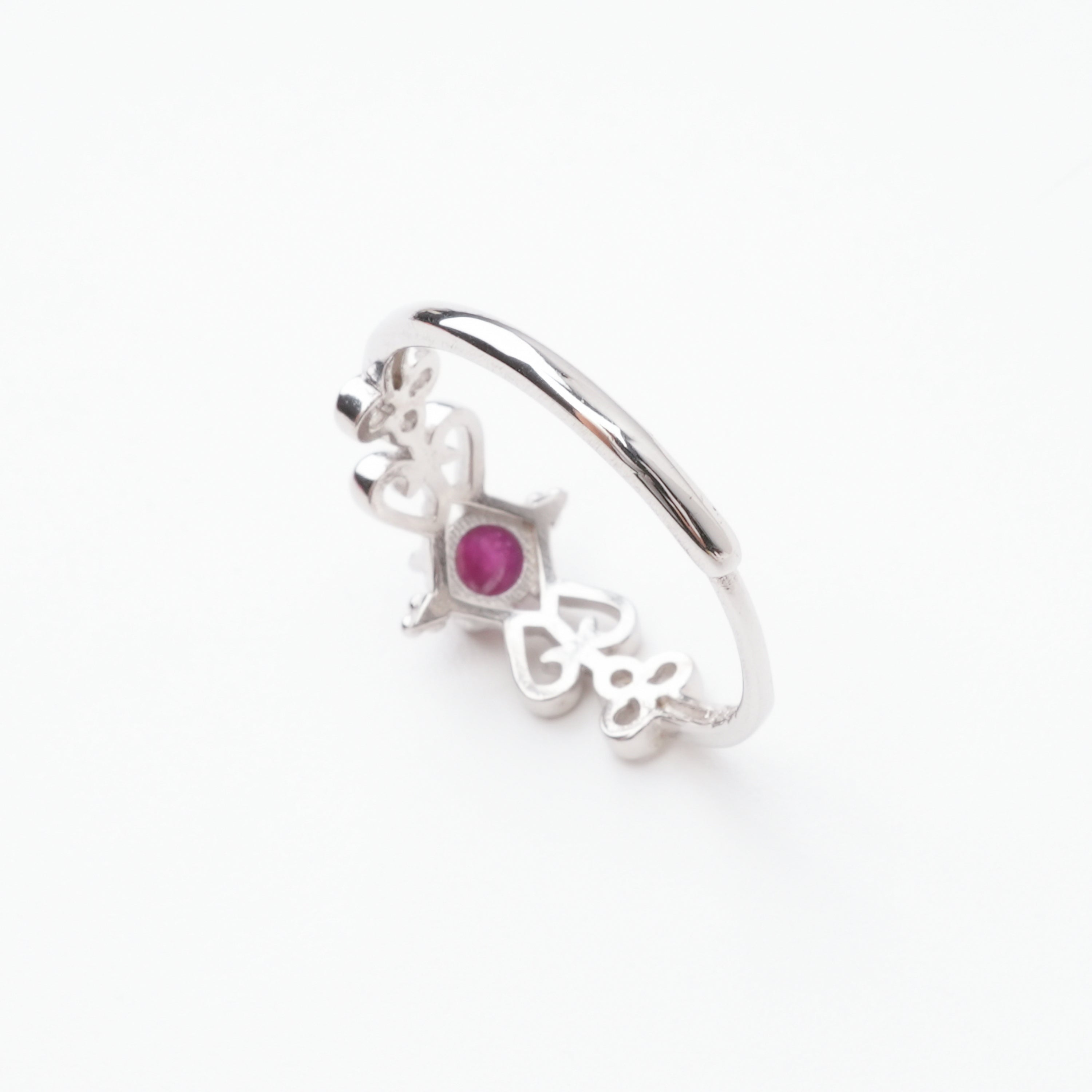Angeline Ruby Cabochon Vintage Filigree Sterling Silver Ring