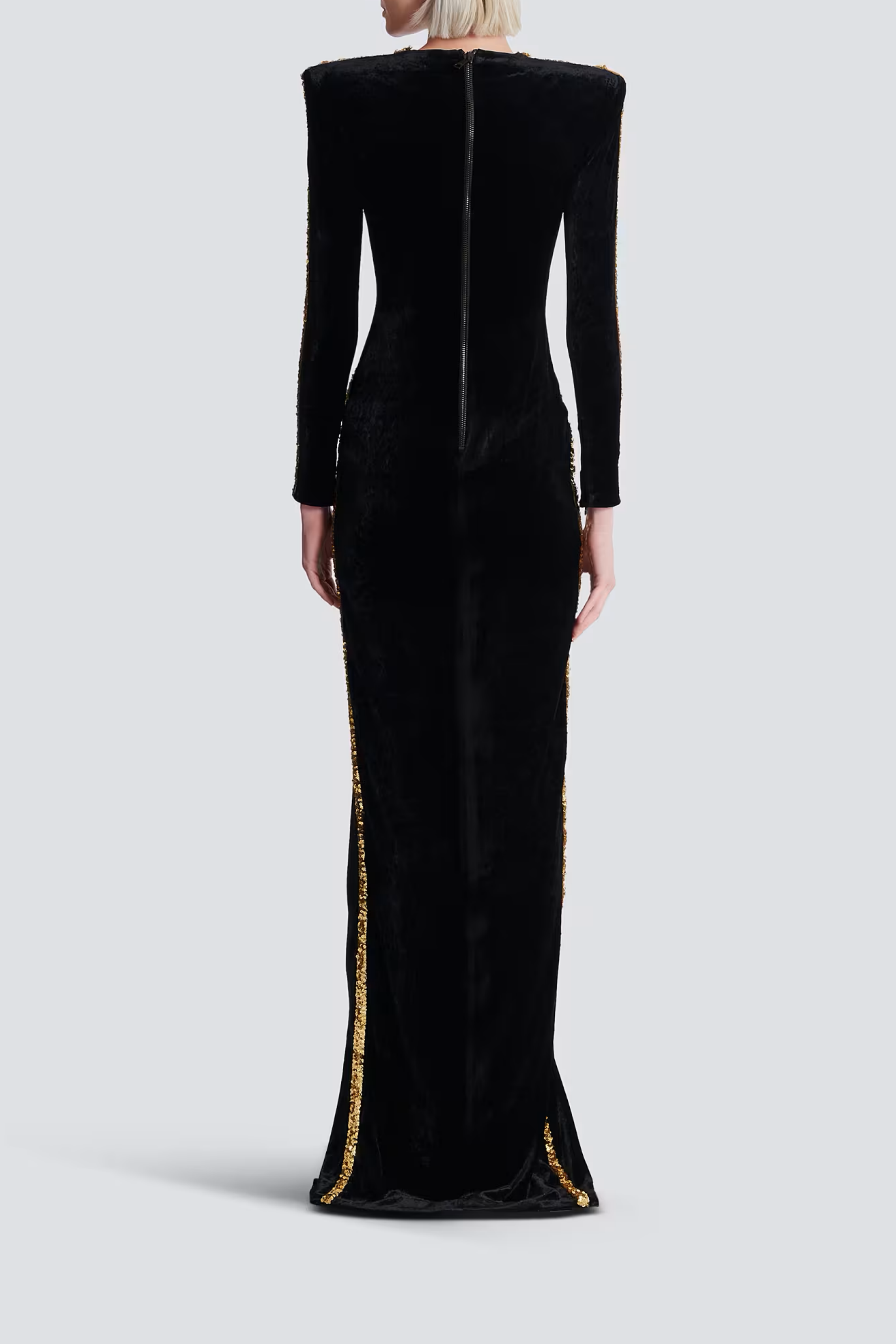 Anna Black Crystal Embellished Front Slit Maxi Dress (Final Sale-US Only)