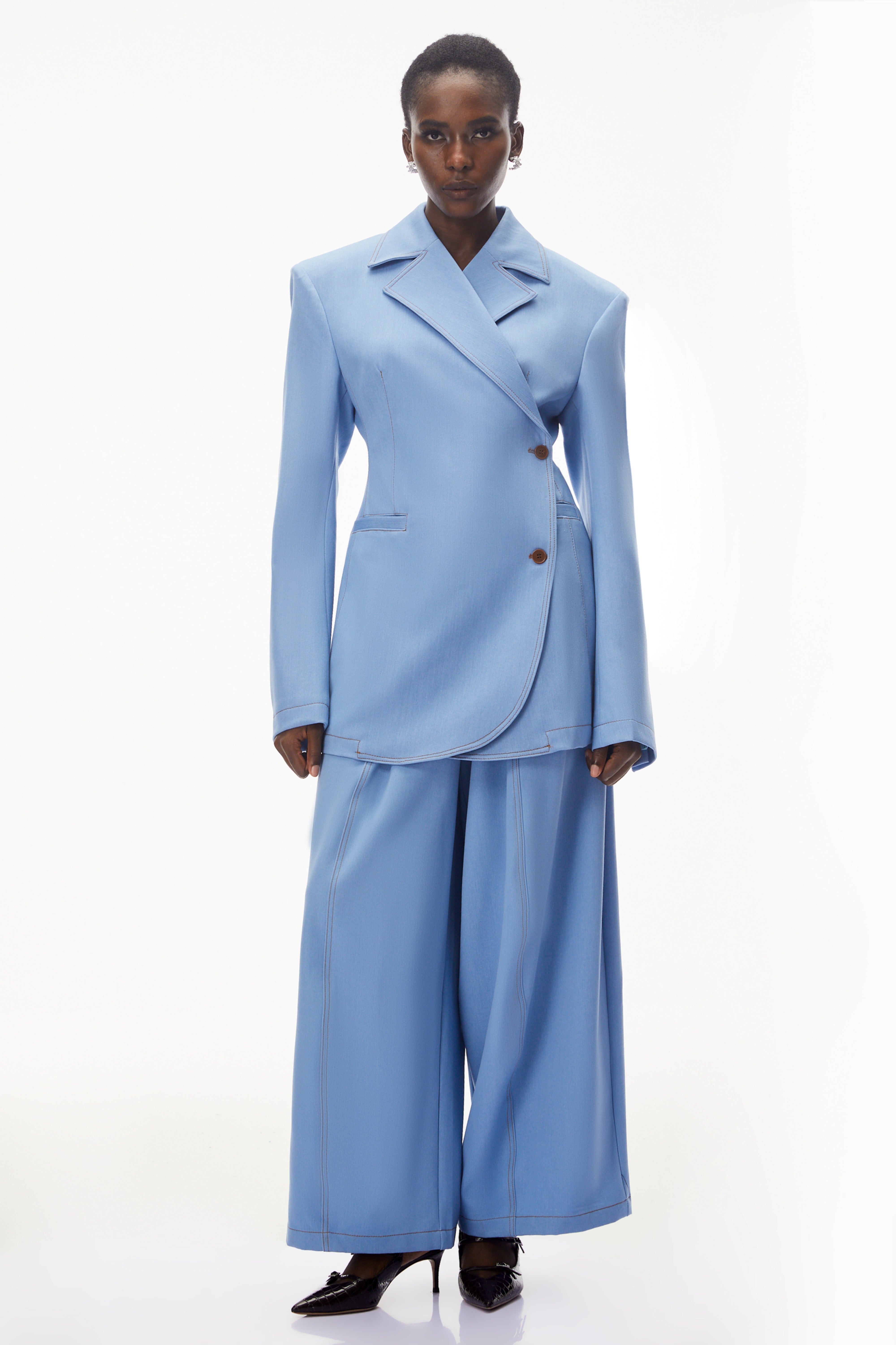 Annabelle Blue Asymmetrical Blazer & Trouser Set (Final Sale)