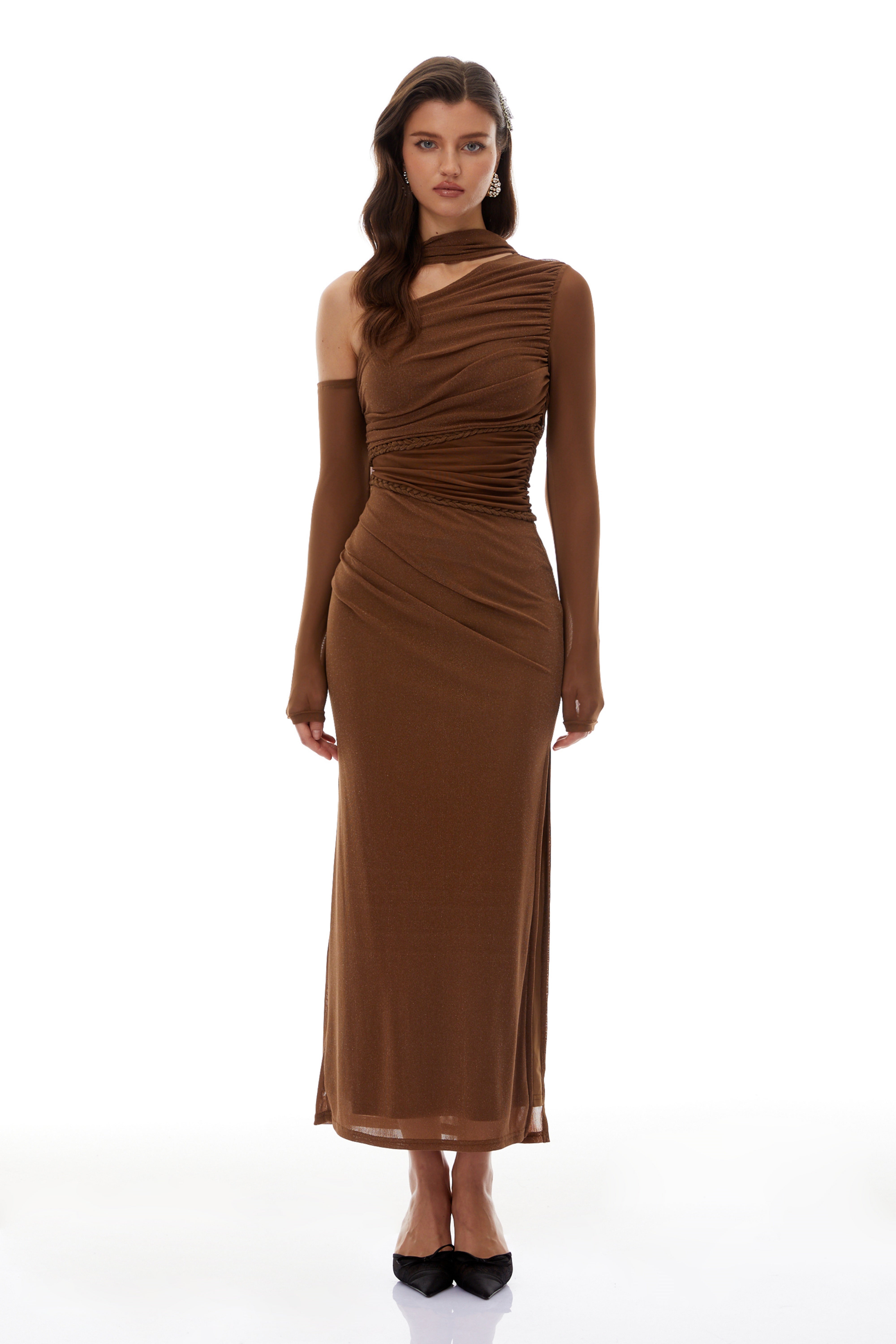 Antonia Brown Braid Detail Maxi Dress (Final Sale)