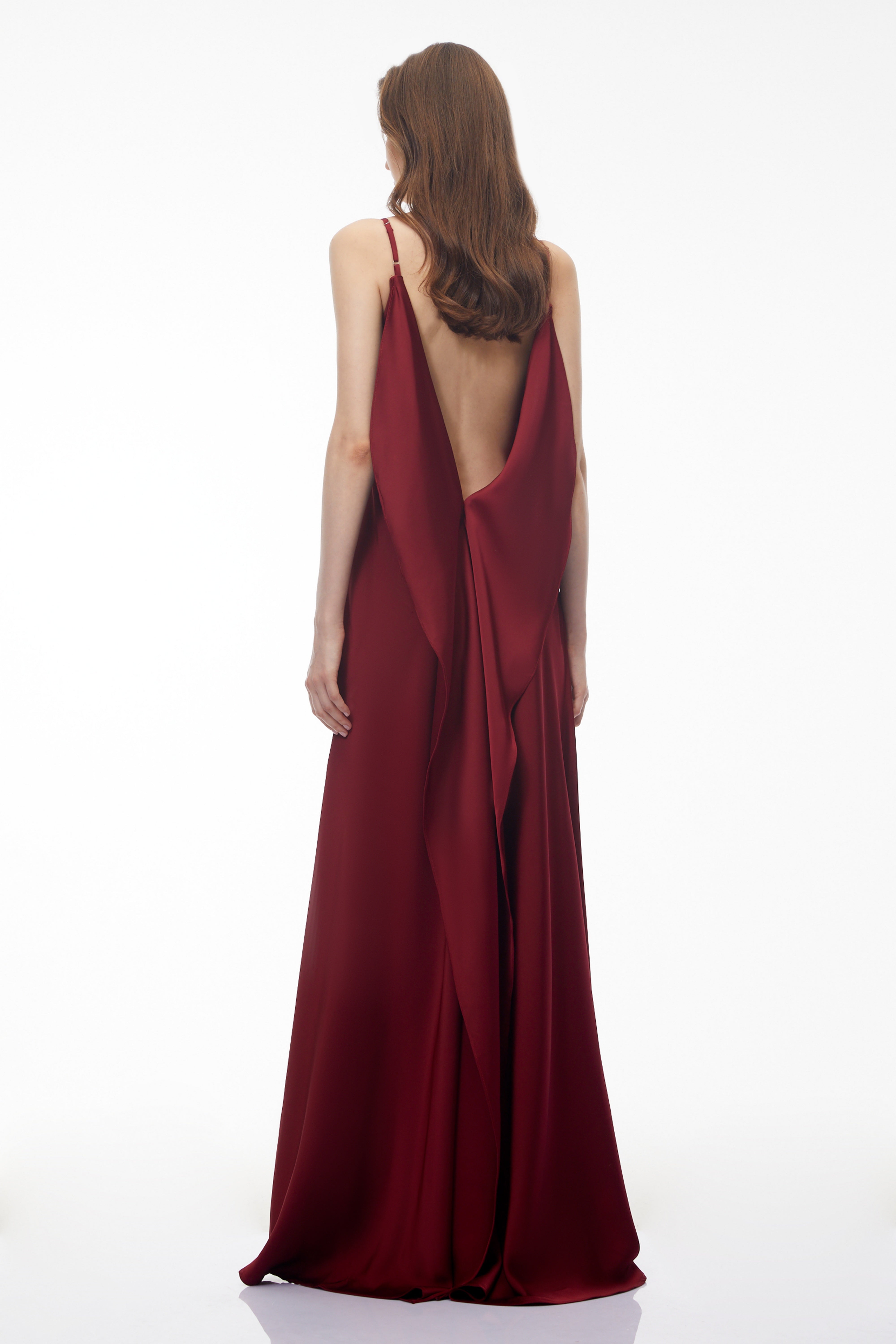 Antónia Red Crew Neck Backless Maxi Dress