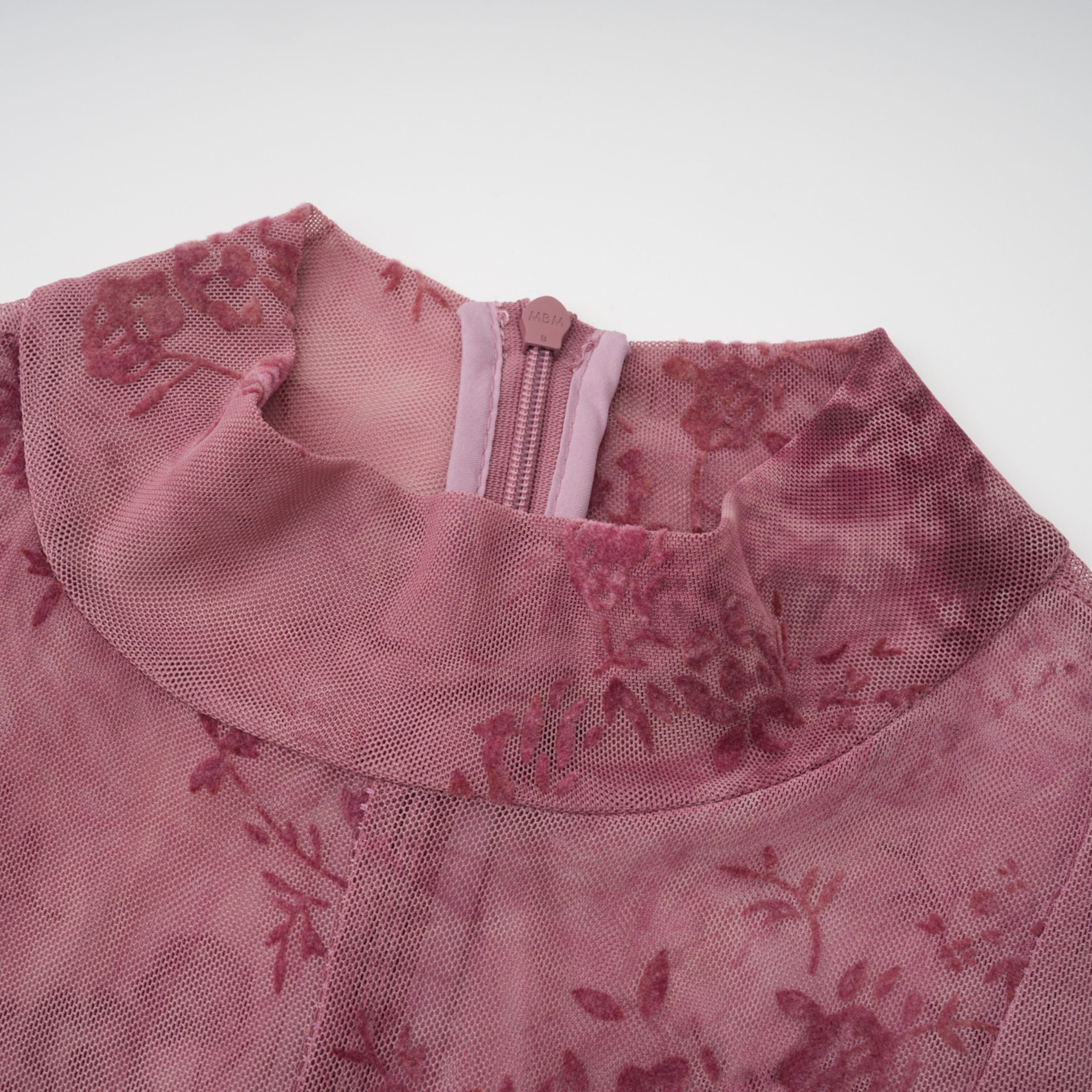 Ariadne Pink Flocked Tulle Maxi Dress (Final Sale-US Only)
