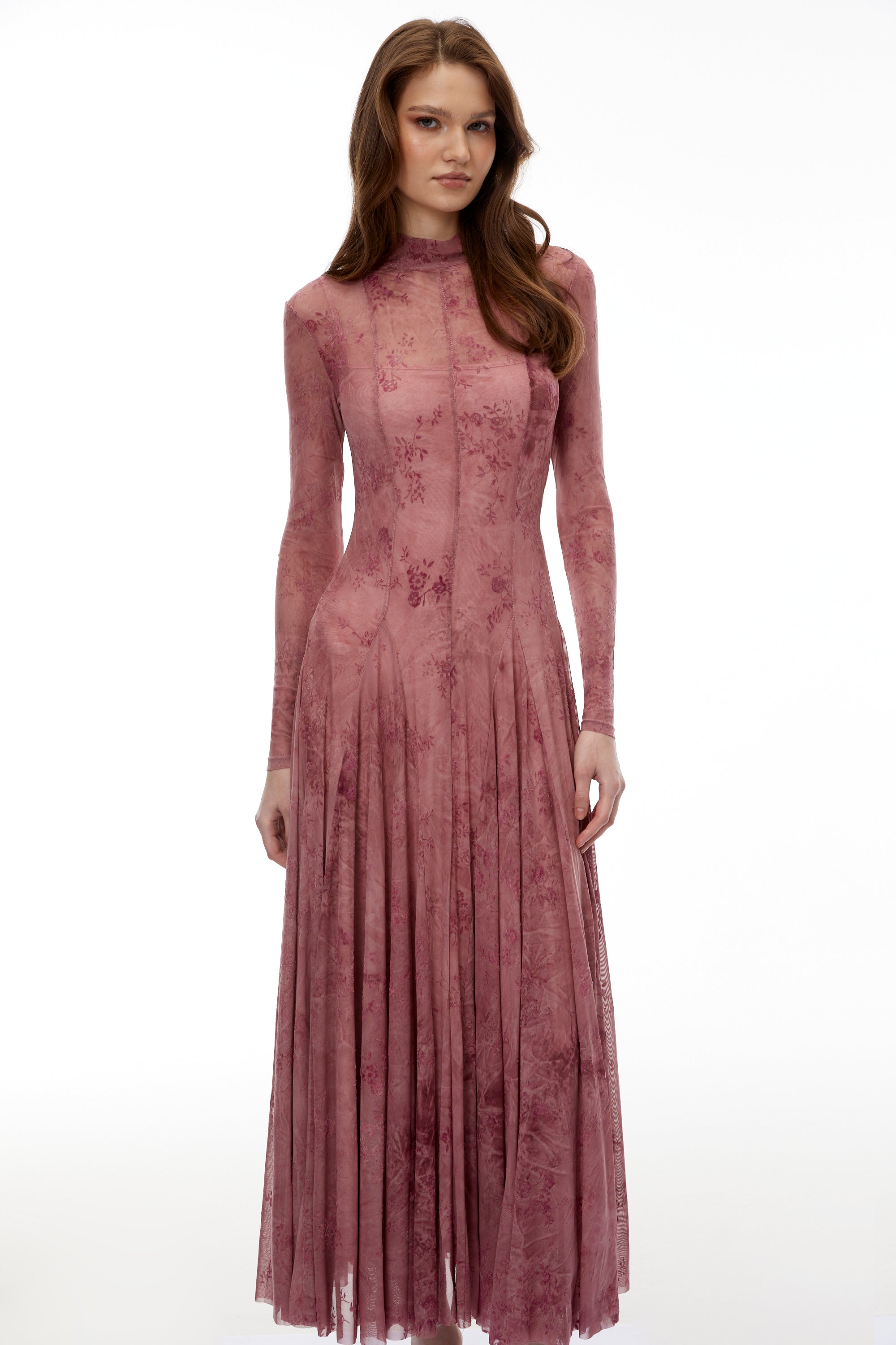 Ariadne Pink Flocked Tulle Maxi Dress (Final Sale-US Only)