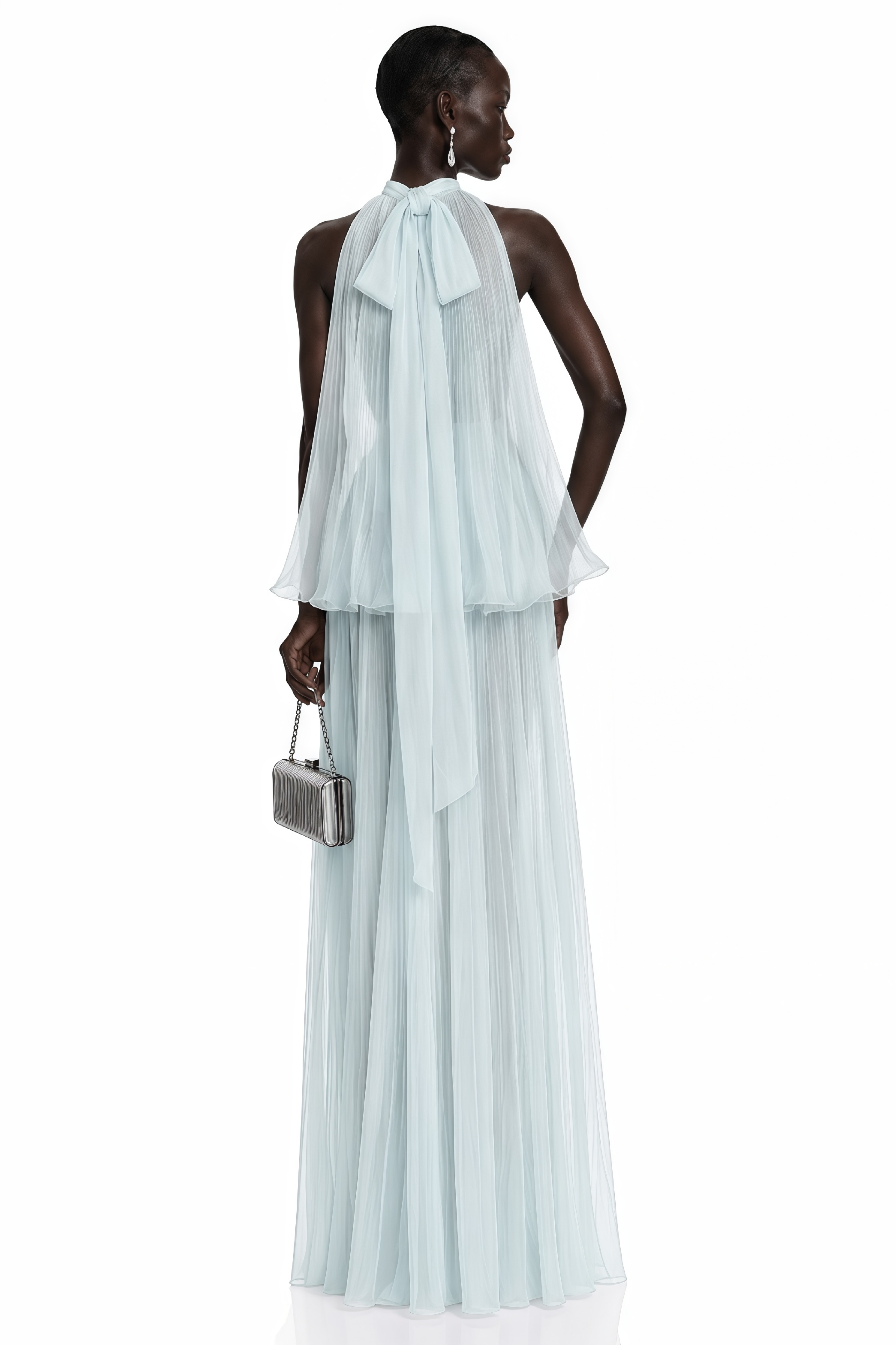 Arohanui Blue Pleated Top & Skirt Set