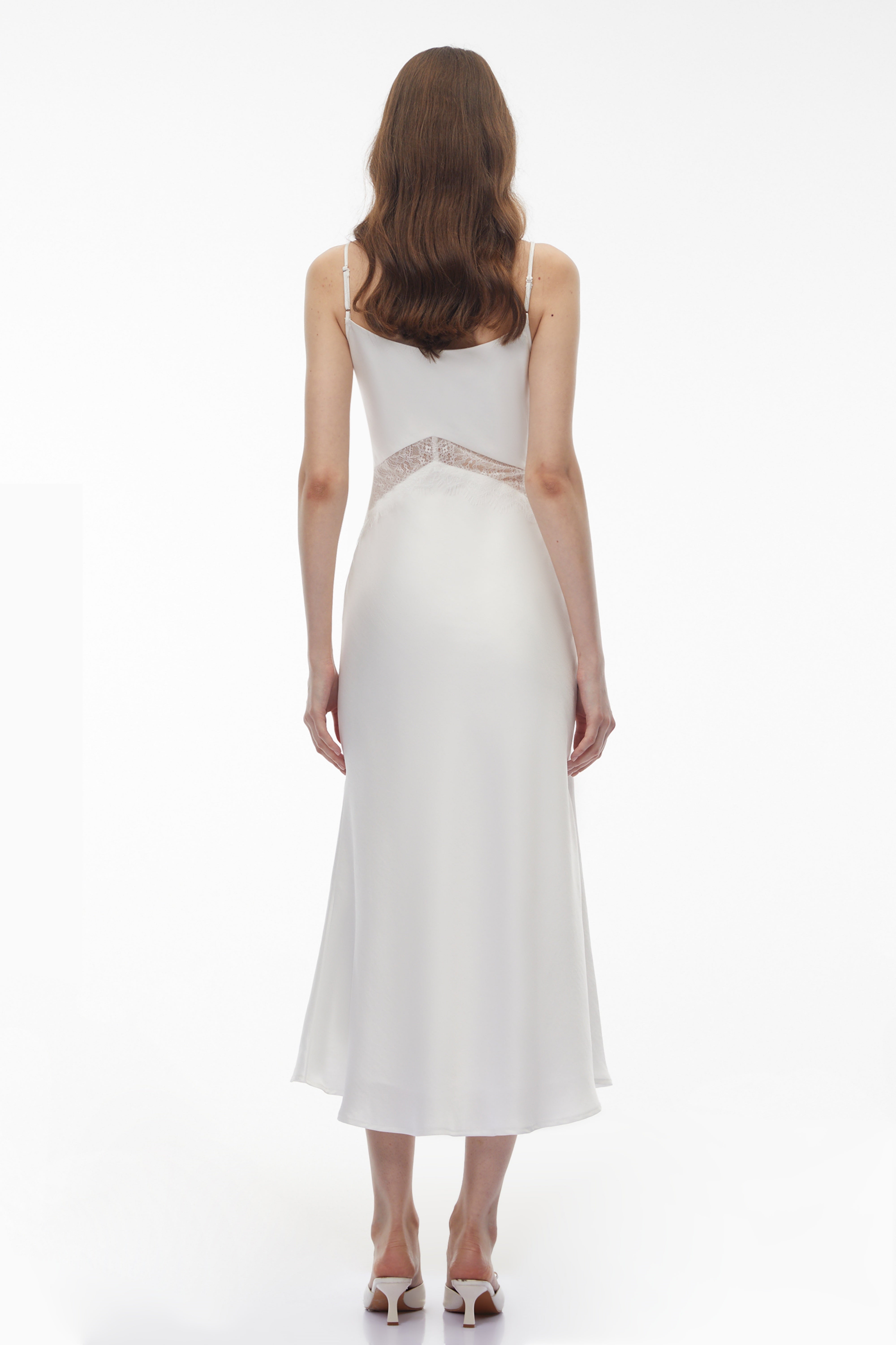 Astarte White Floral Lace Twist Midi Dress