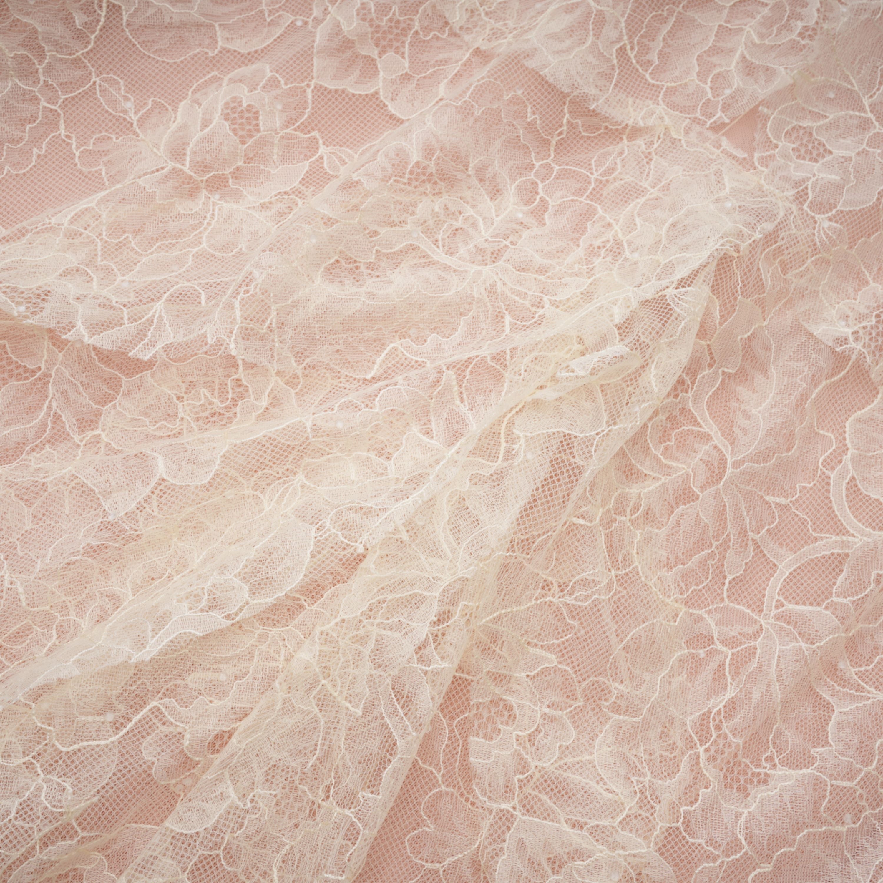 Atousa Cream Layered Floral Lace Maxi Dress with Bow