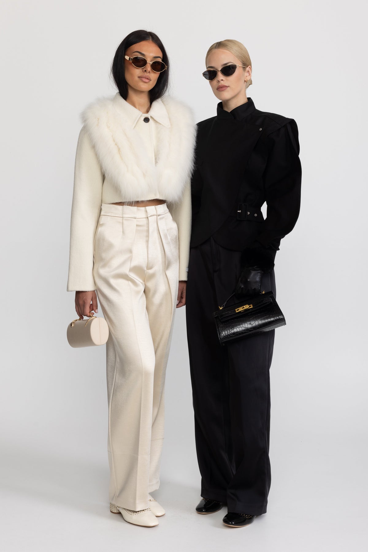 Structured Balloon Sleeve Wrap Jacket - Black