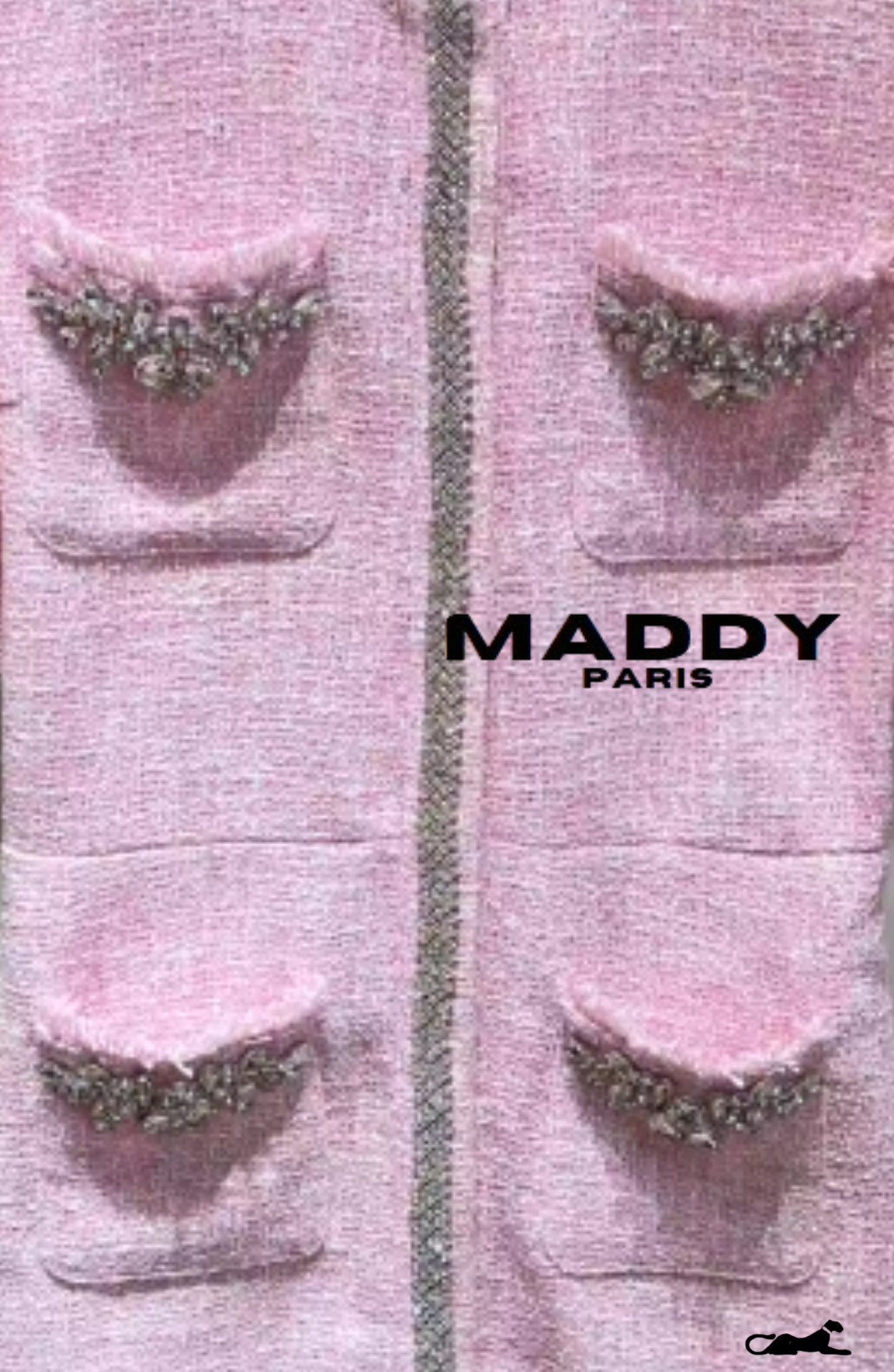 Sandro Rhinestone-Embellished Tweed Mini Dress with Round Neck - Light pink