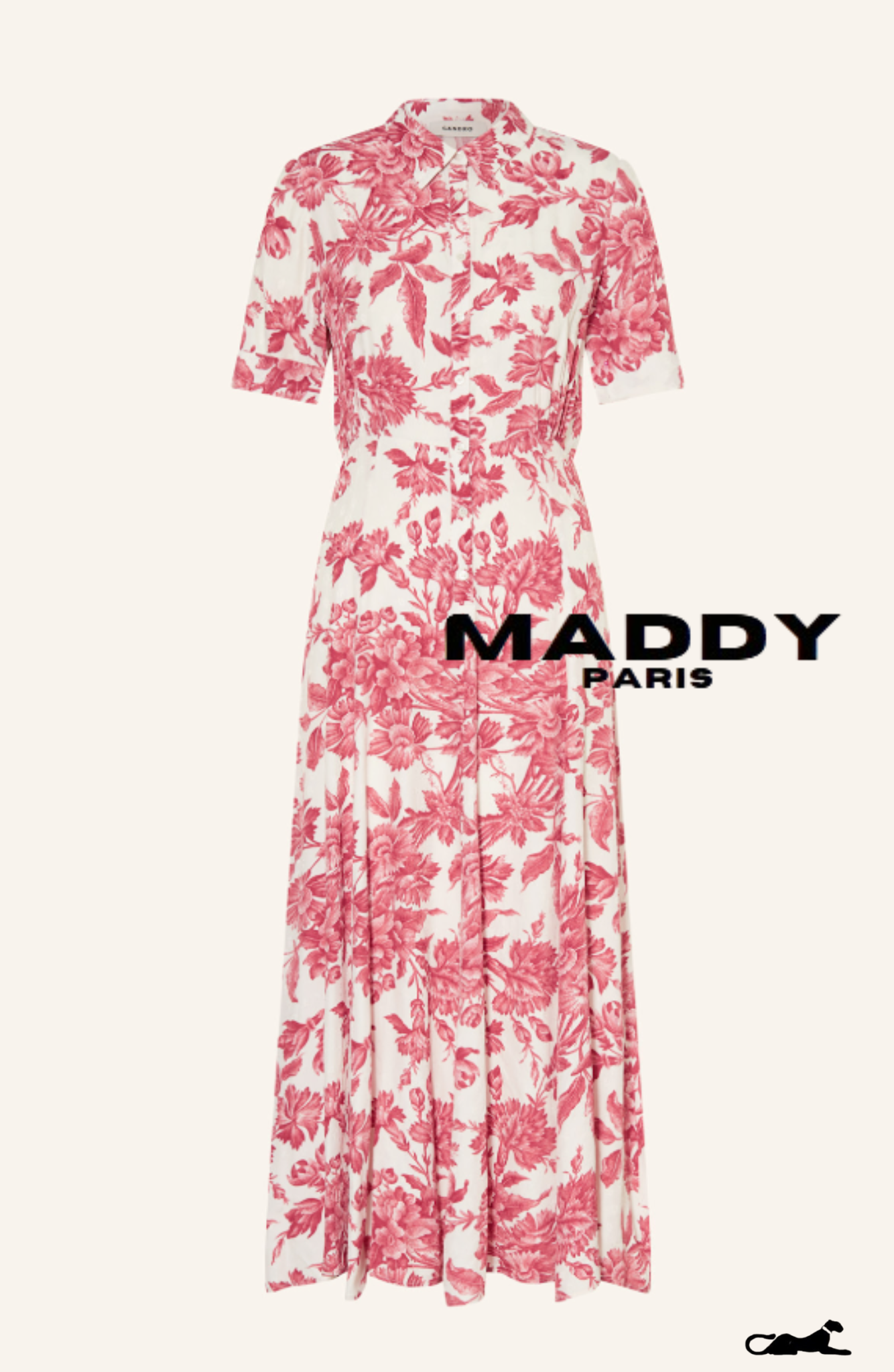 SANDRO JOSEPHINA FLORAL-PRINT MIDI DRESS IN VISCOSE  - RED