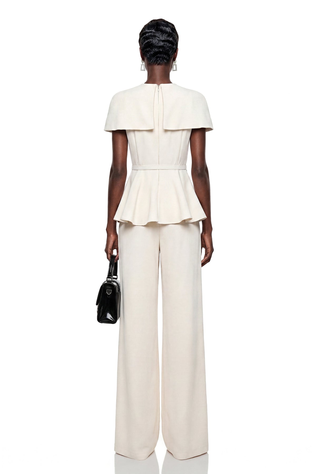 Benedetta White Cape Sleeve Top & Trouser Set
