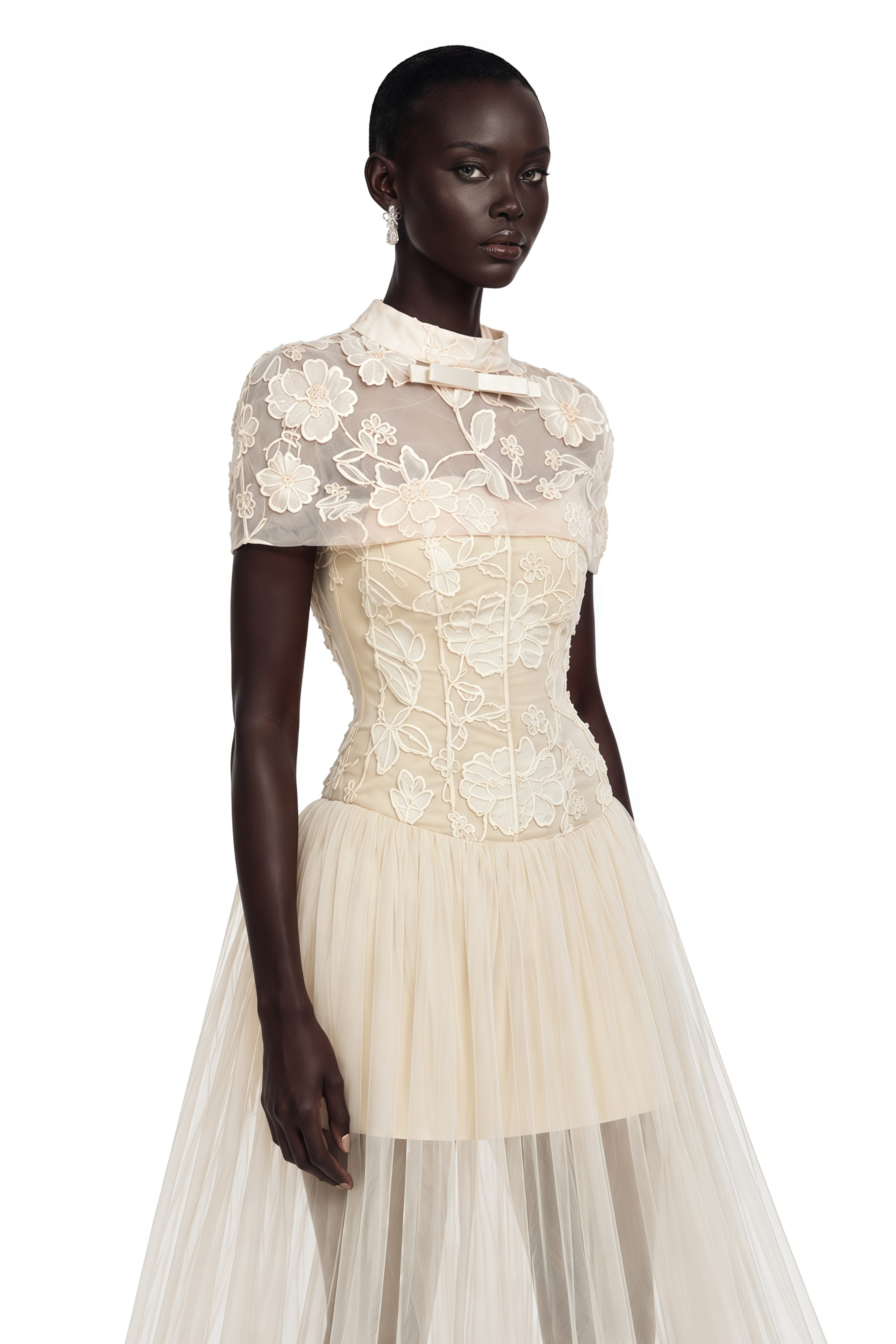 Benedicta Cream Floral Embroidered Maxi Dress