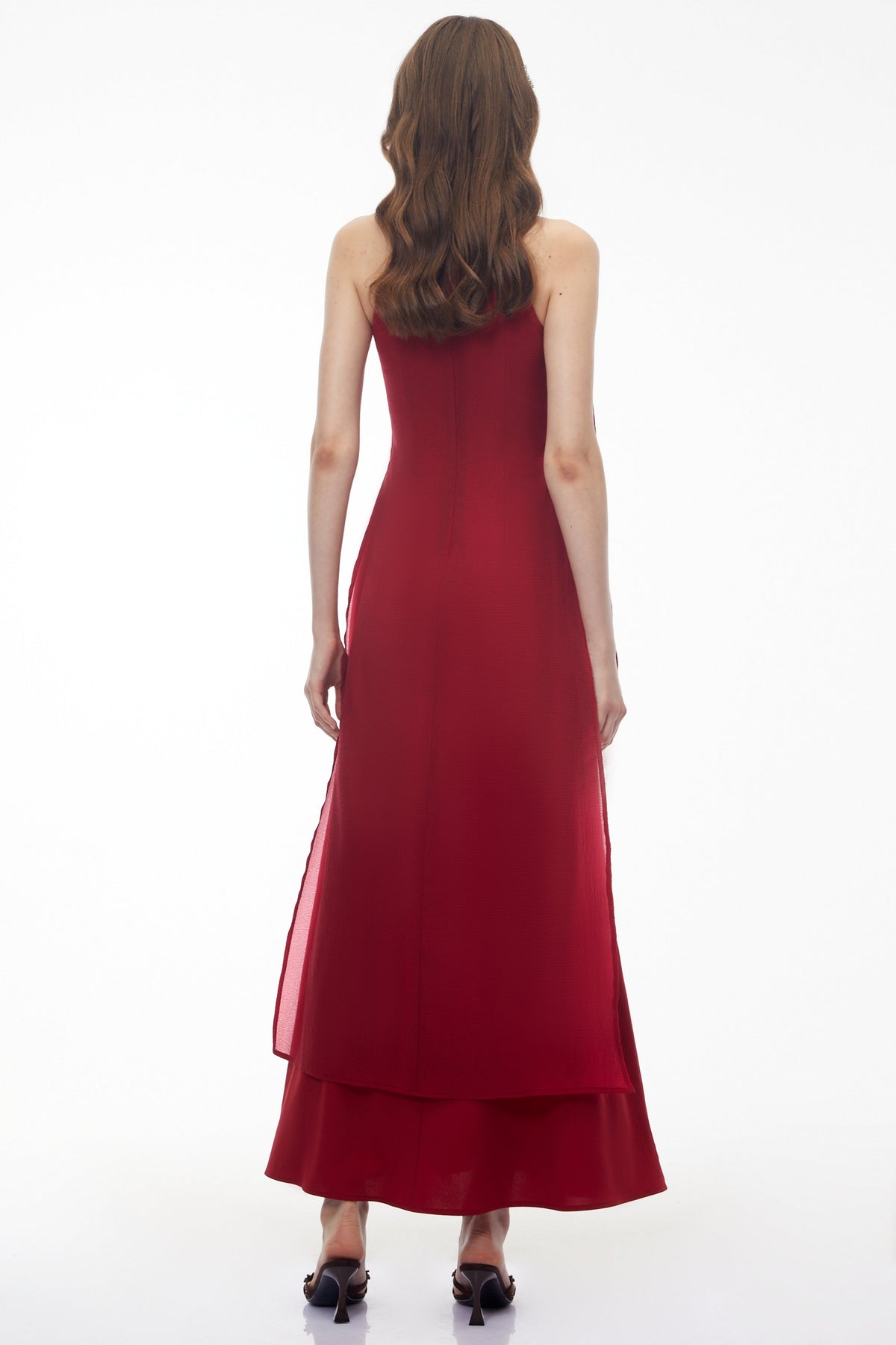 Berenice Red Halterneck Maxi Dress with Cut-Outs