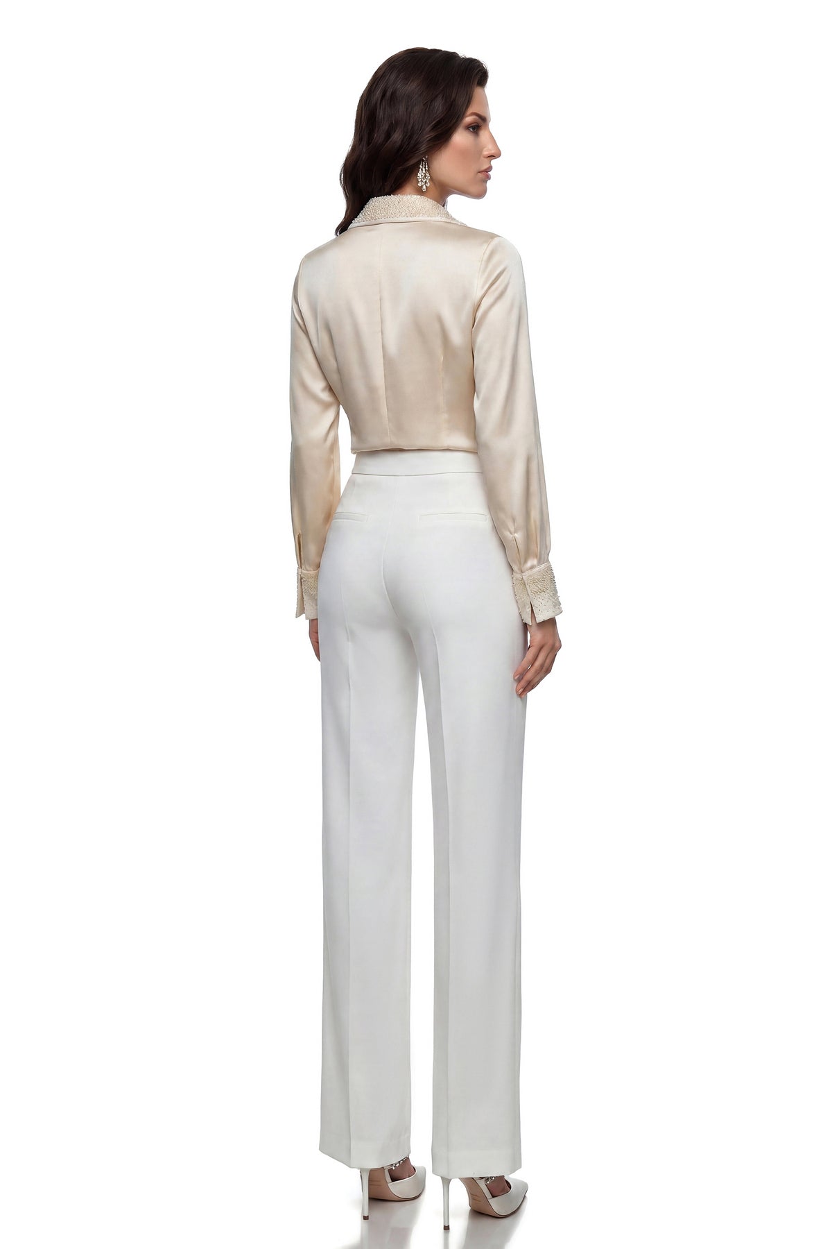 Bernadette Champagne Embellished Satin Bodysuit