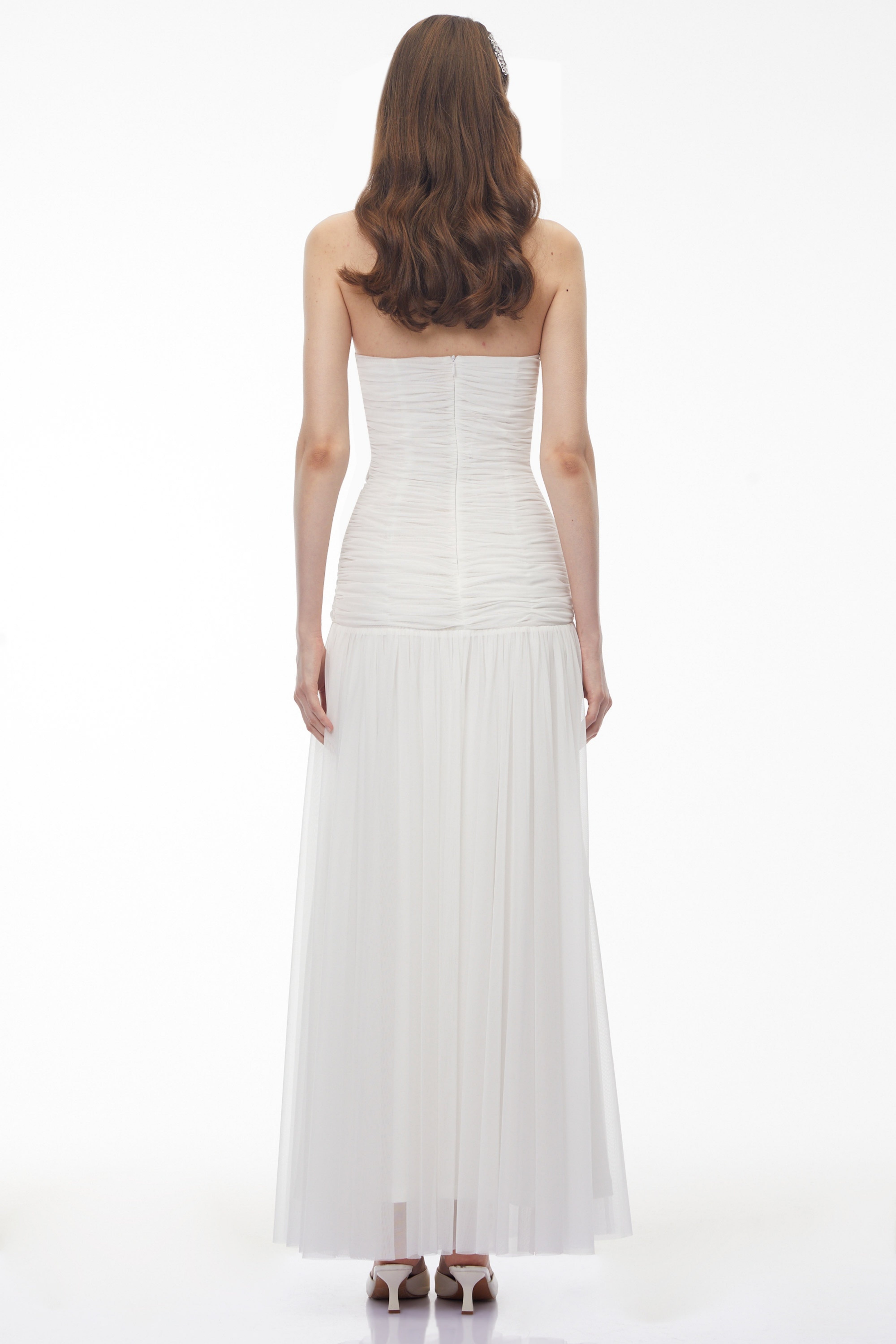 Bianka White Cross Front Ruched Maxi Dress