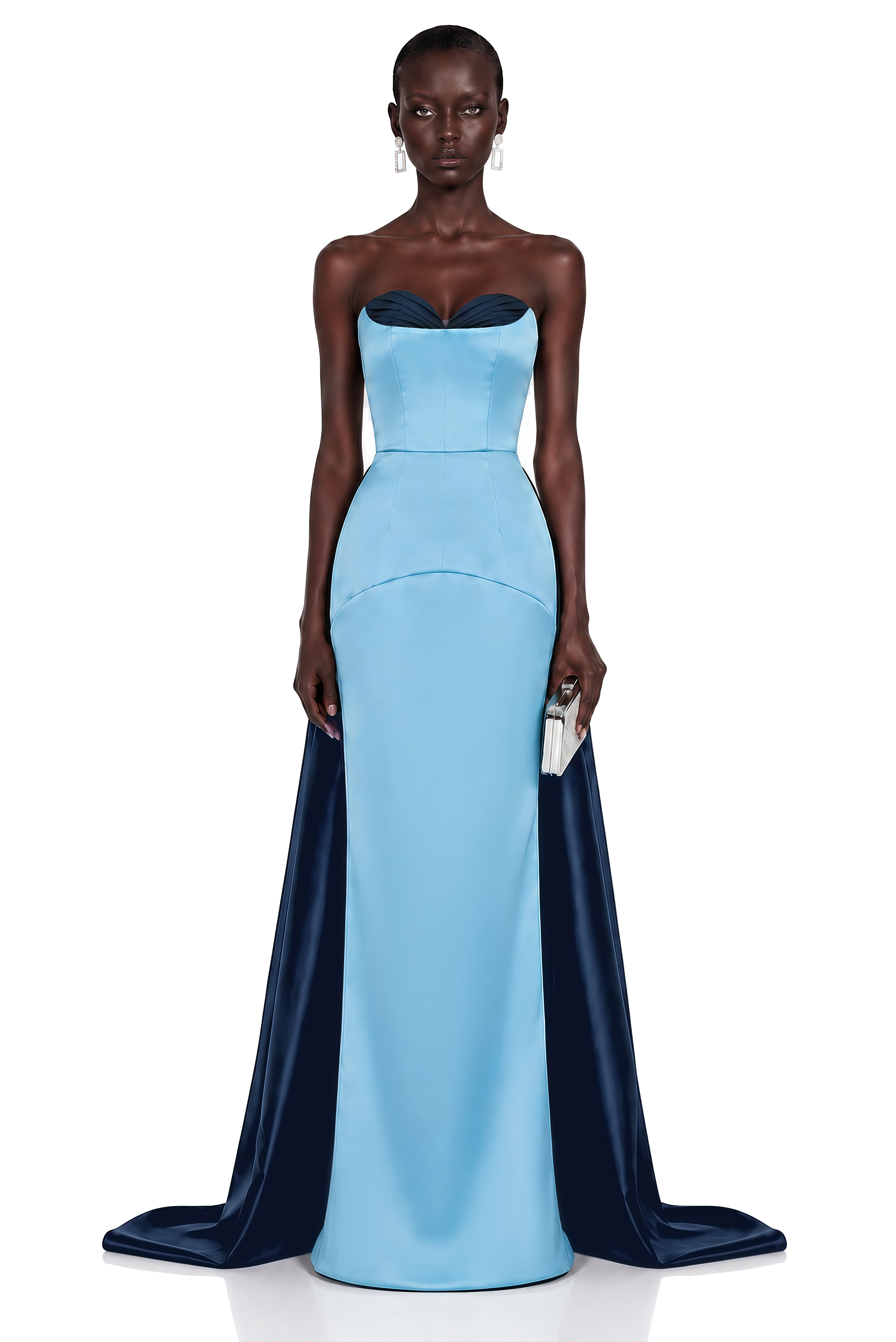 Bircan Blue Color Block Maxi Dress