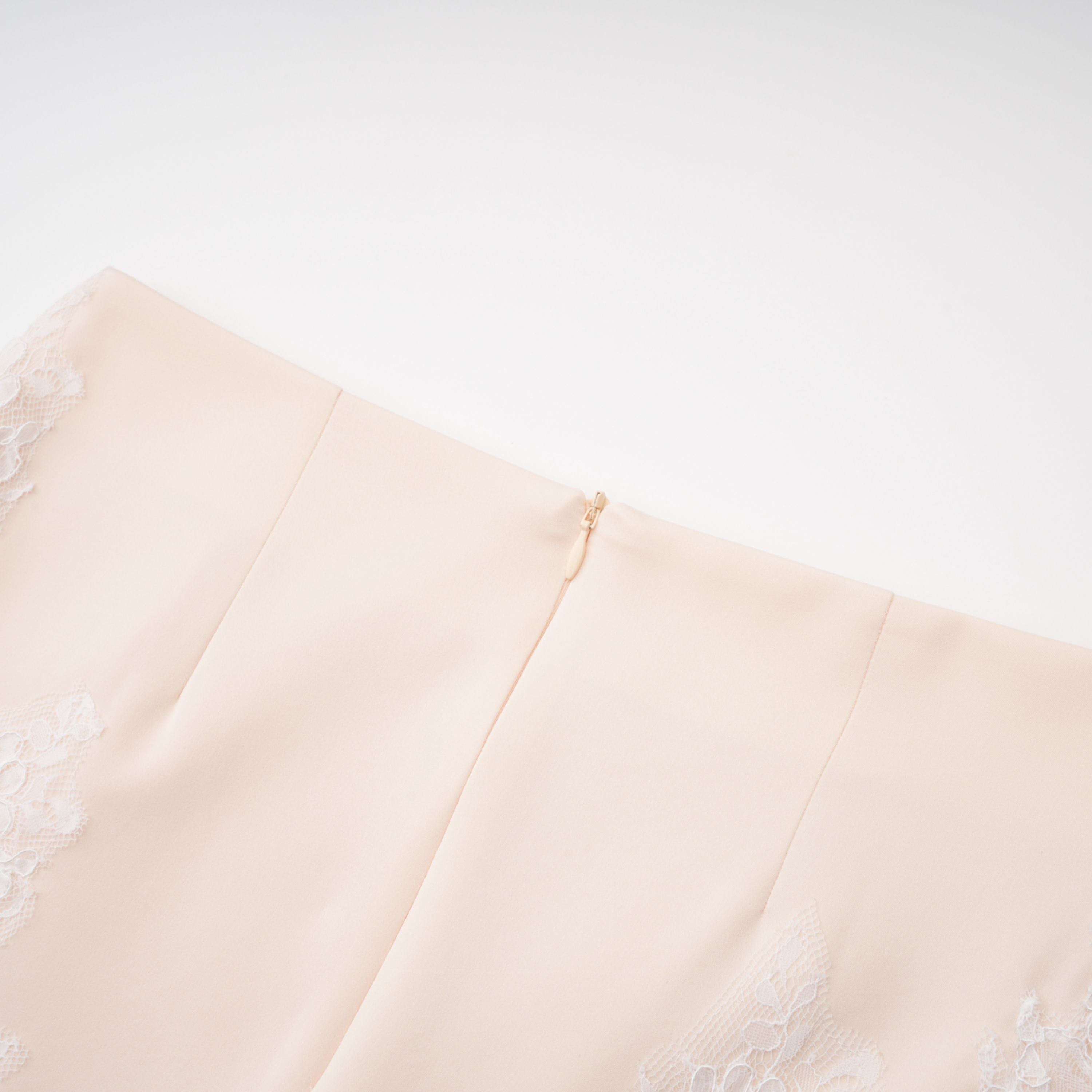 Blanca Champagne Lace Panel Top & Skirt Set