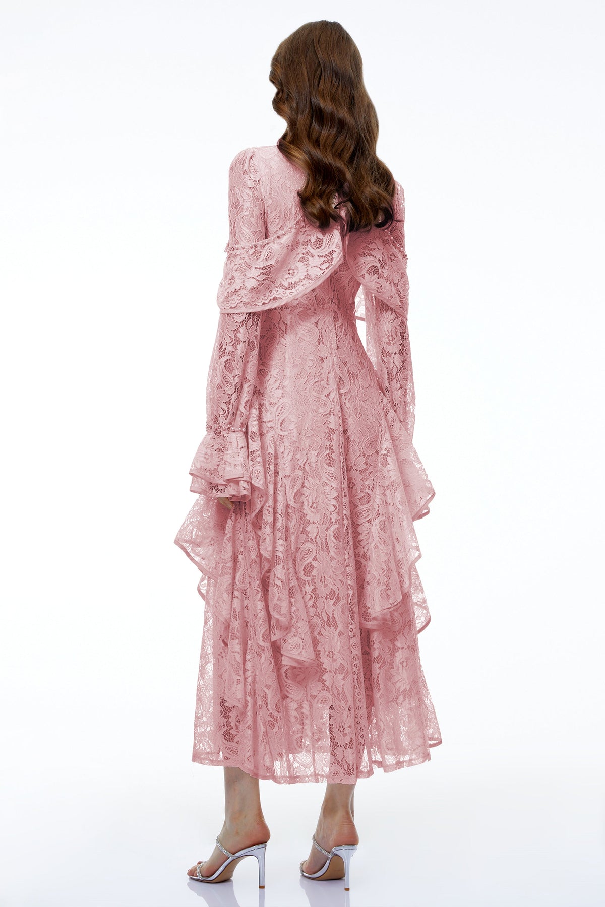 Blanche Pink Floral Lace Embellished Maxi Dress