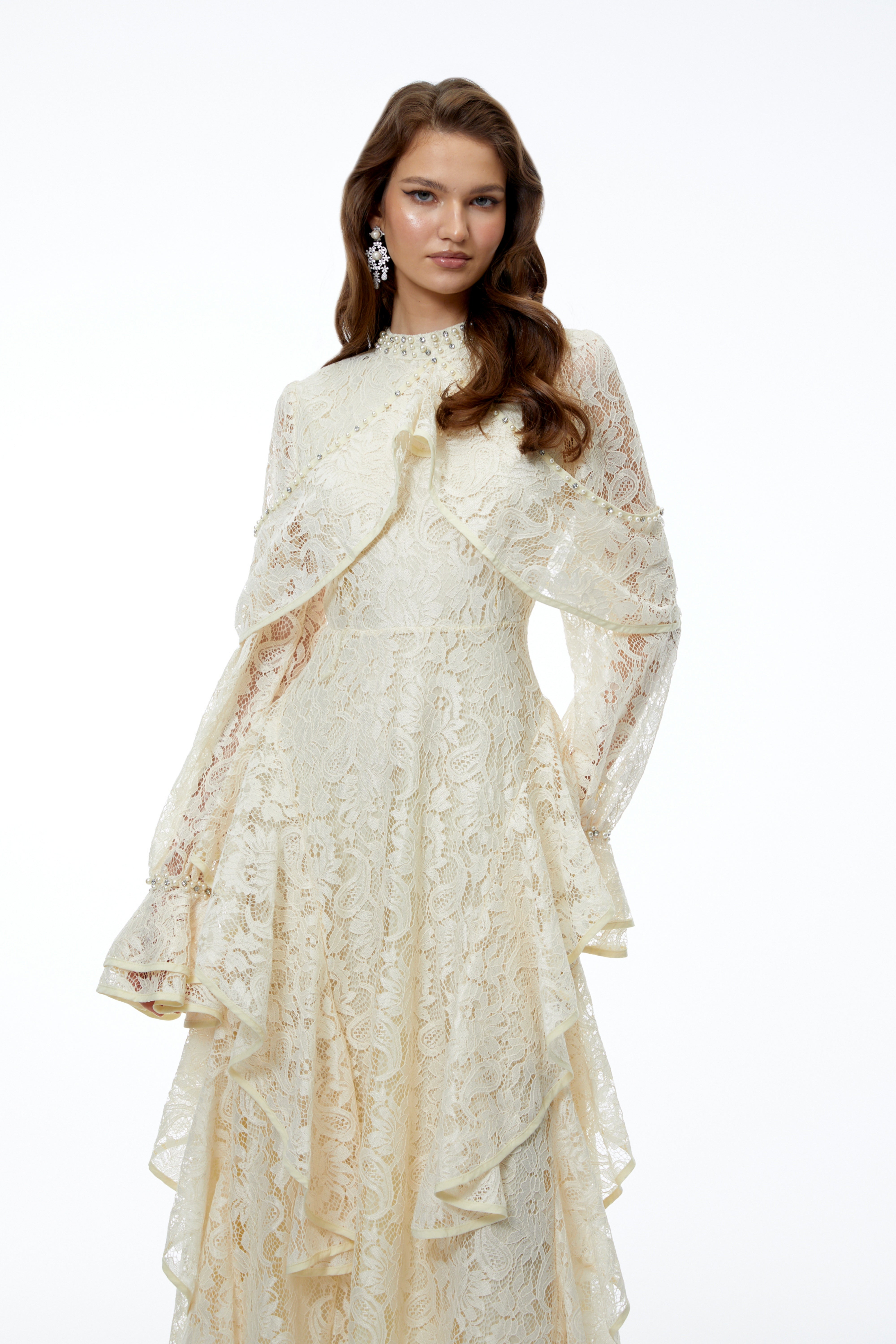 Blanche Yellow Floral Lace Embellished Maxi Dress