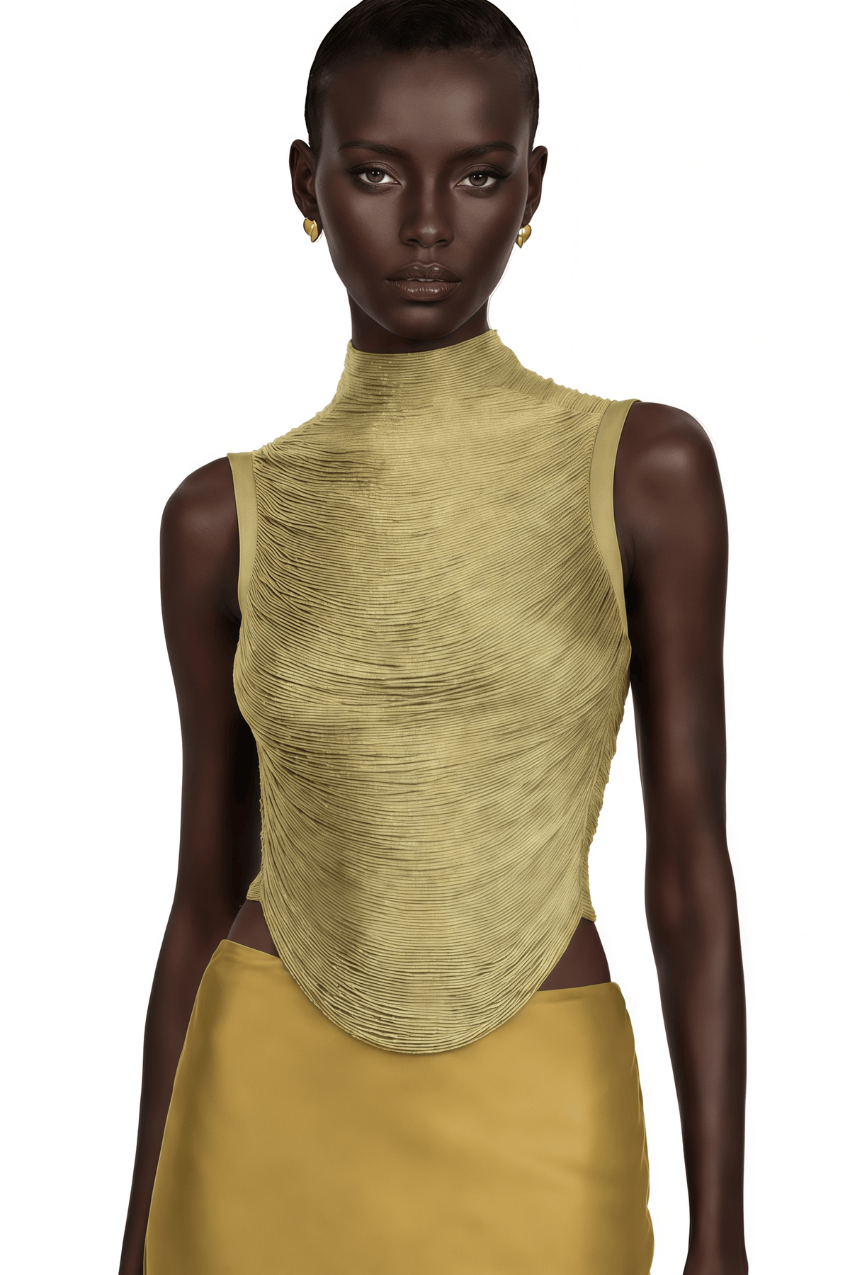 borbála gold fringed top & satin skirt set