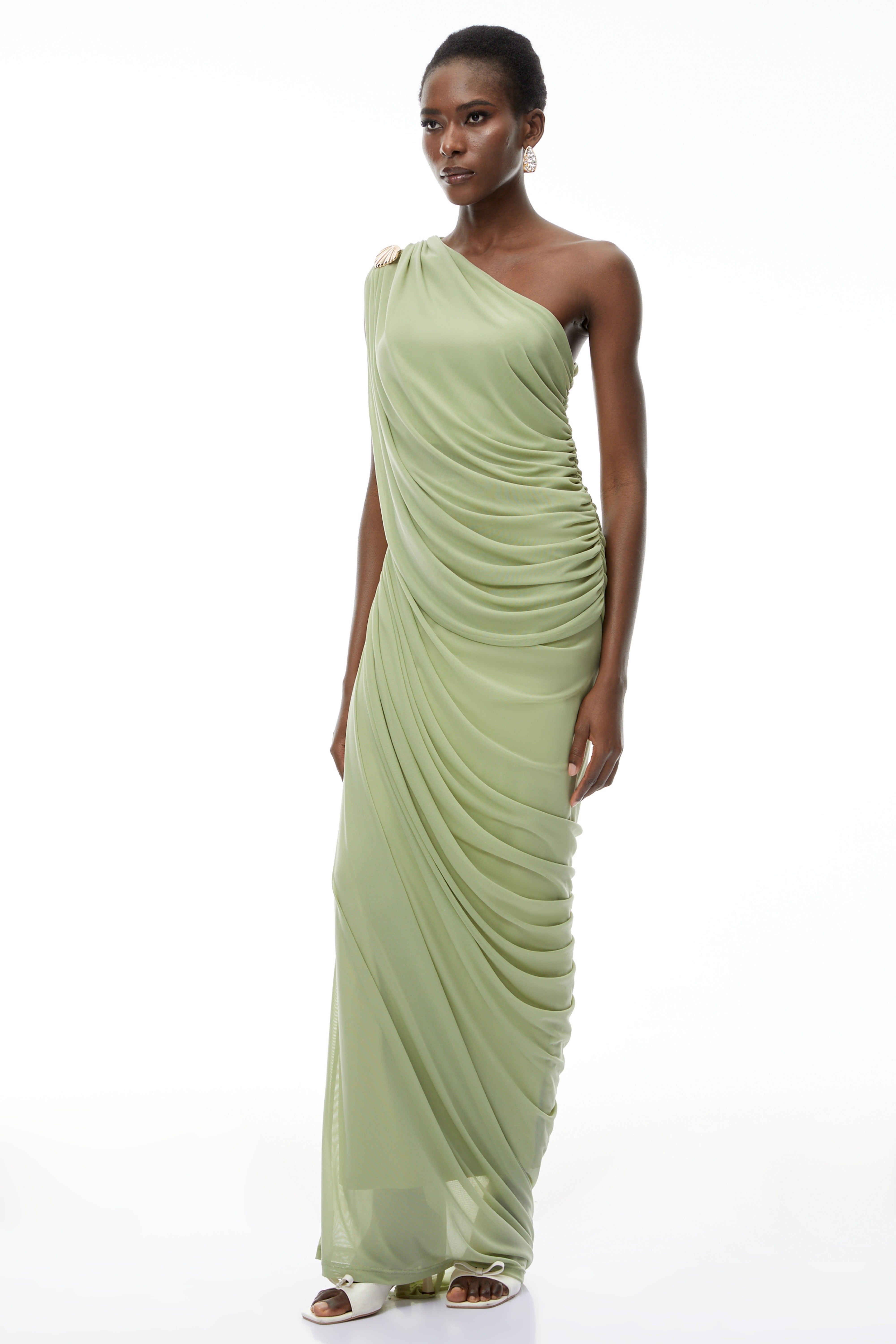 Branwen Green One Shoulder Top & Skirt Set