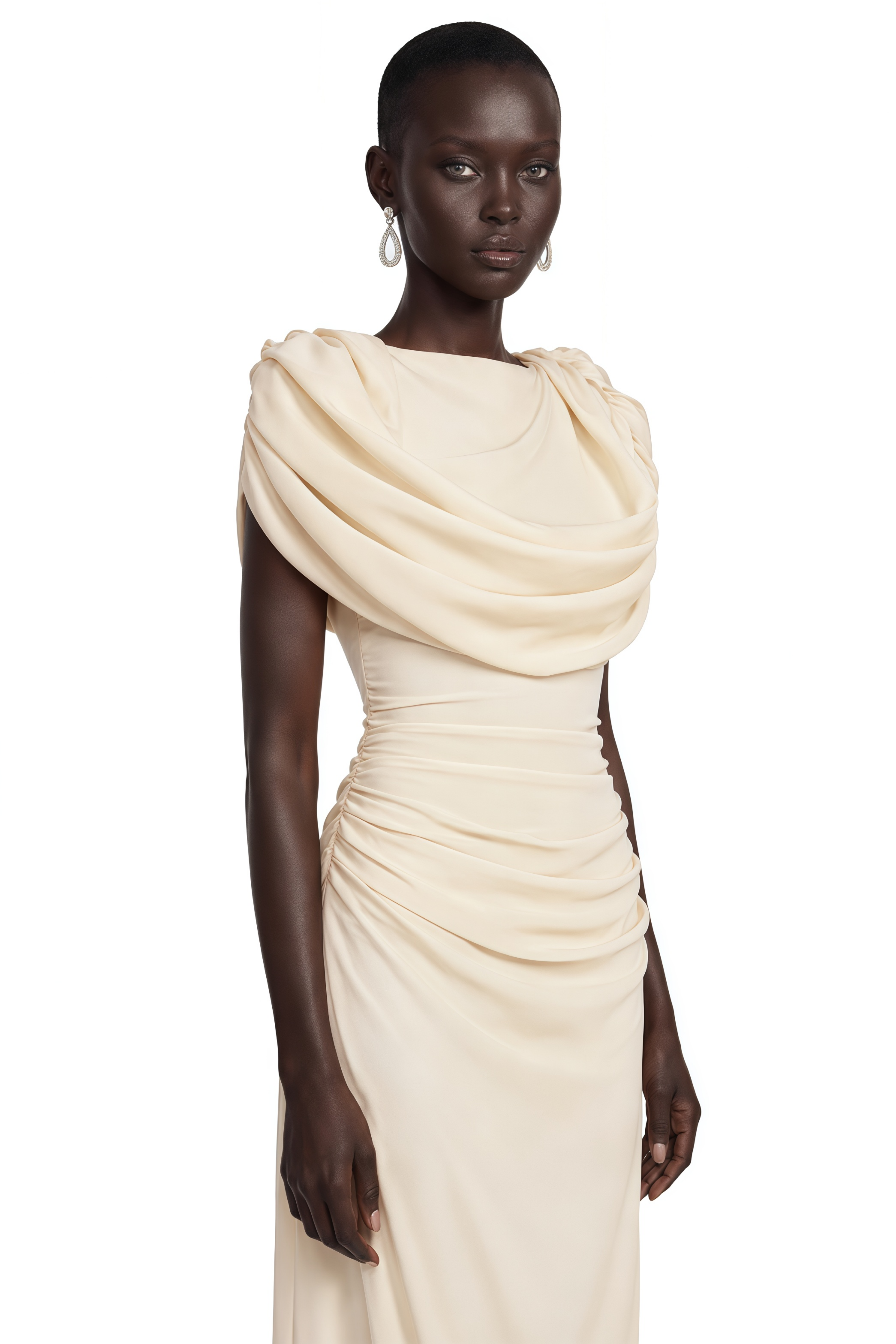 Breeze Cream Maxi Dress with Cape Sleeves