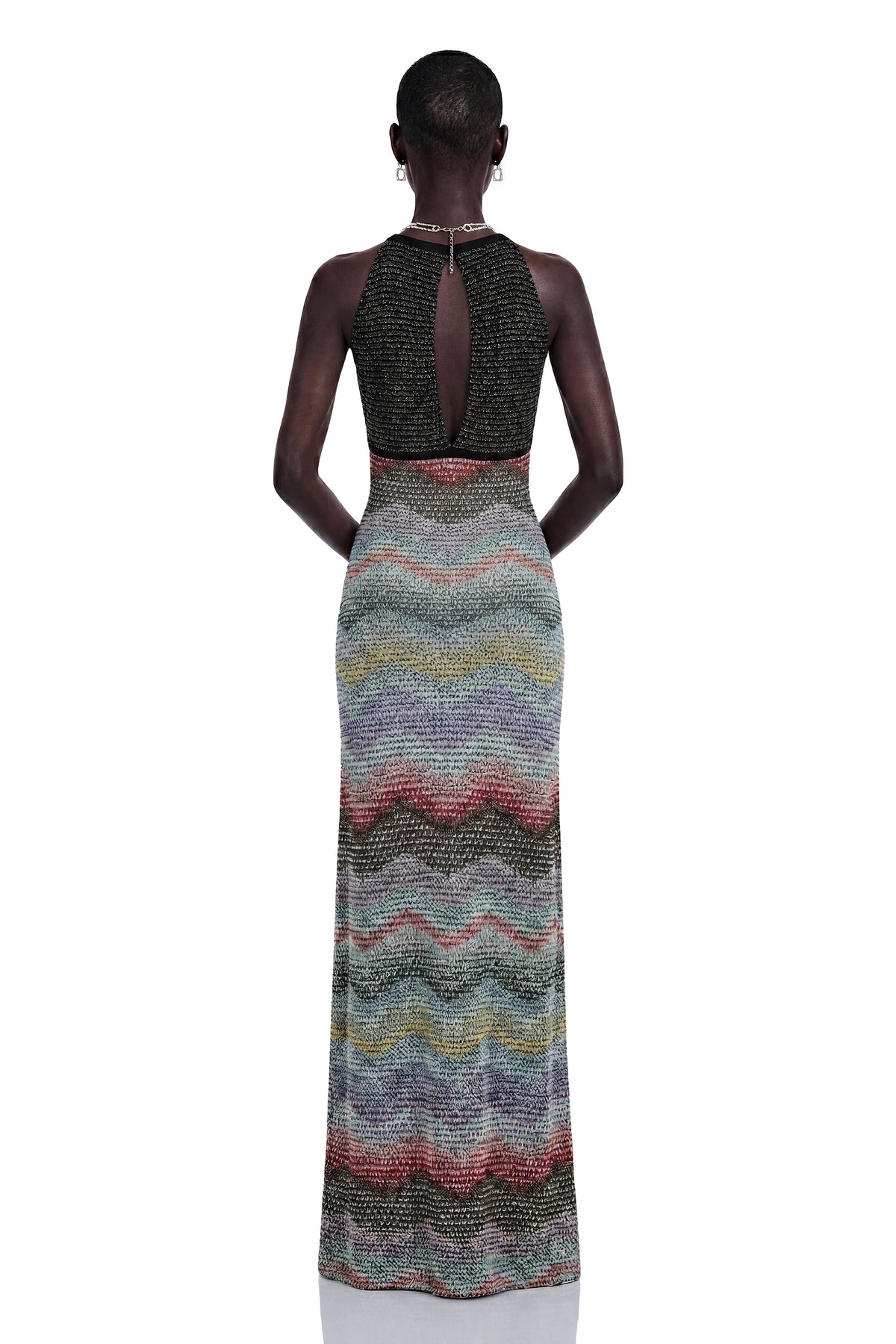 Caitlin Grey Halterneck Color Block Maxi Dress