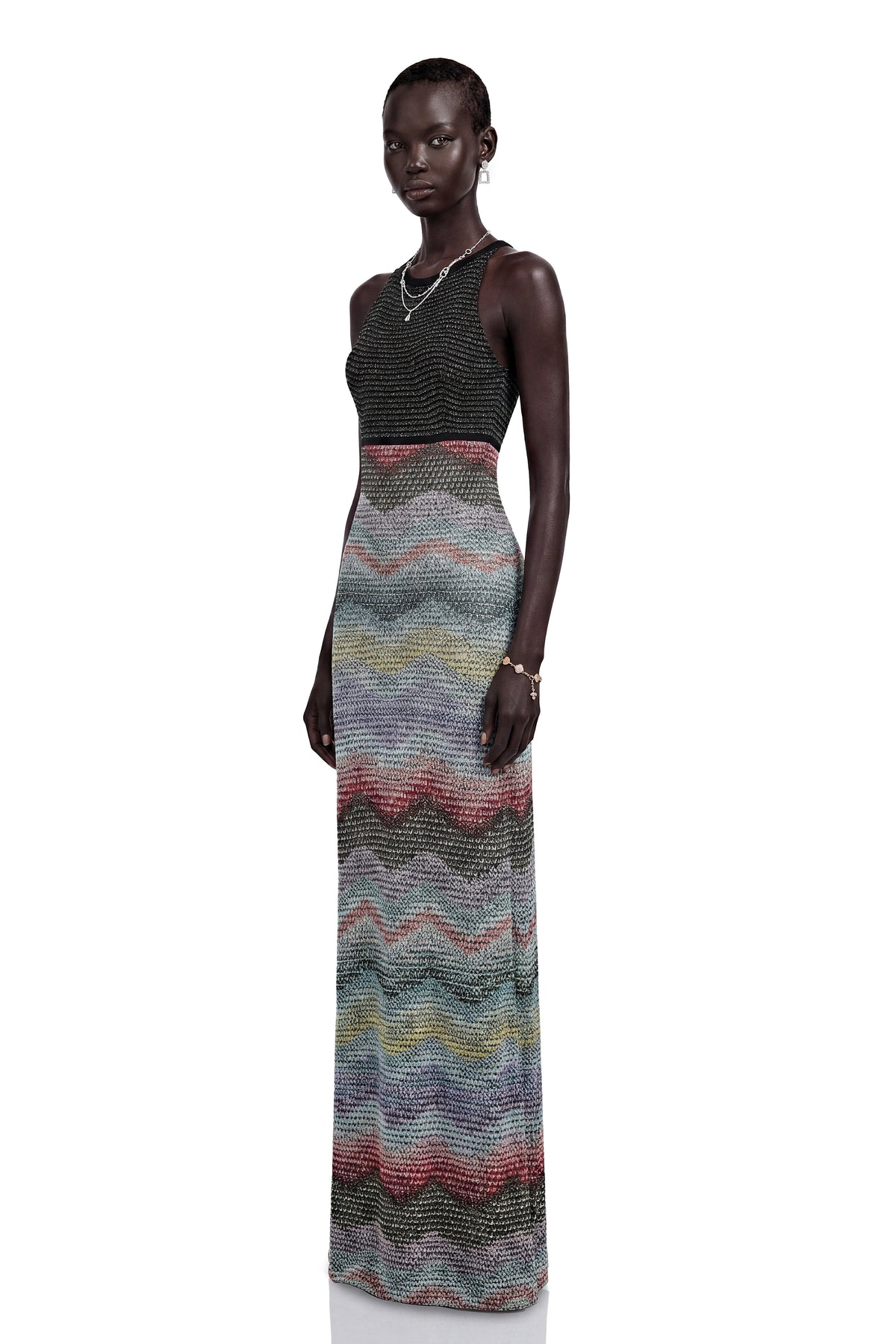 Caitlin Grey Halterneck Color Block Maxi Dress