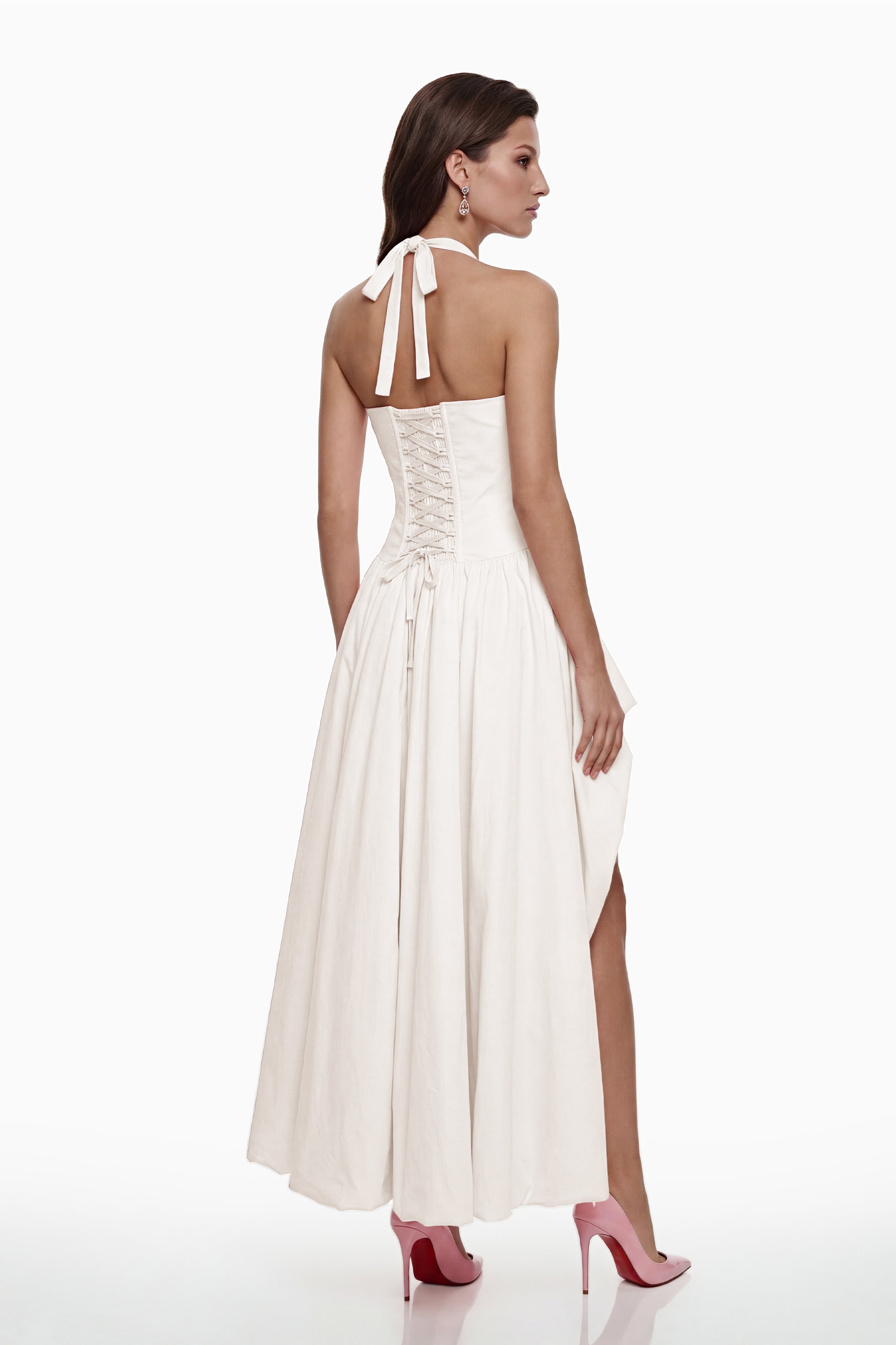 Caiya White Sleeveless Maxi Dress with Slit