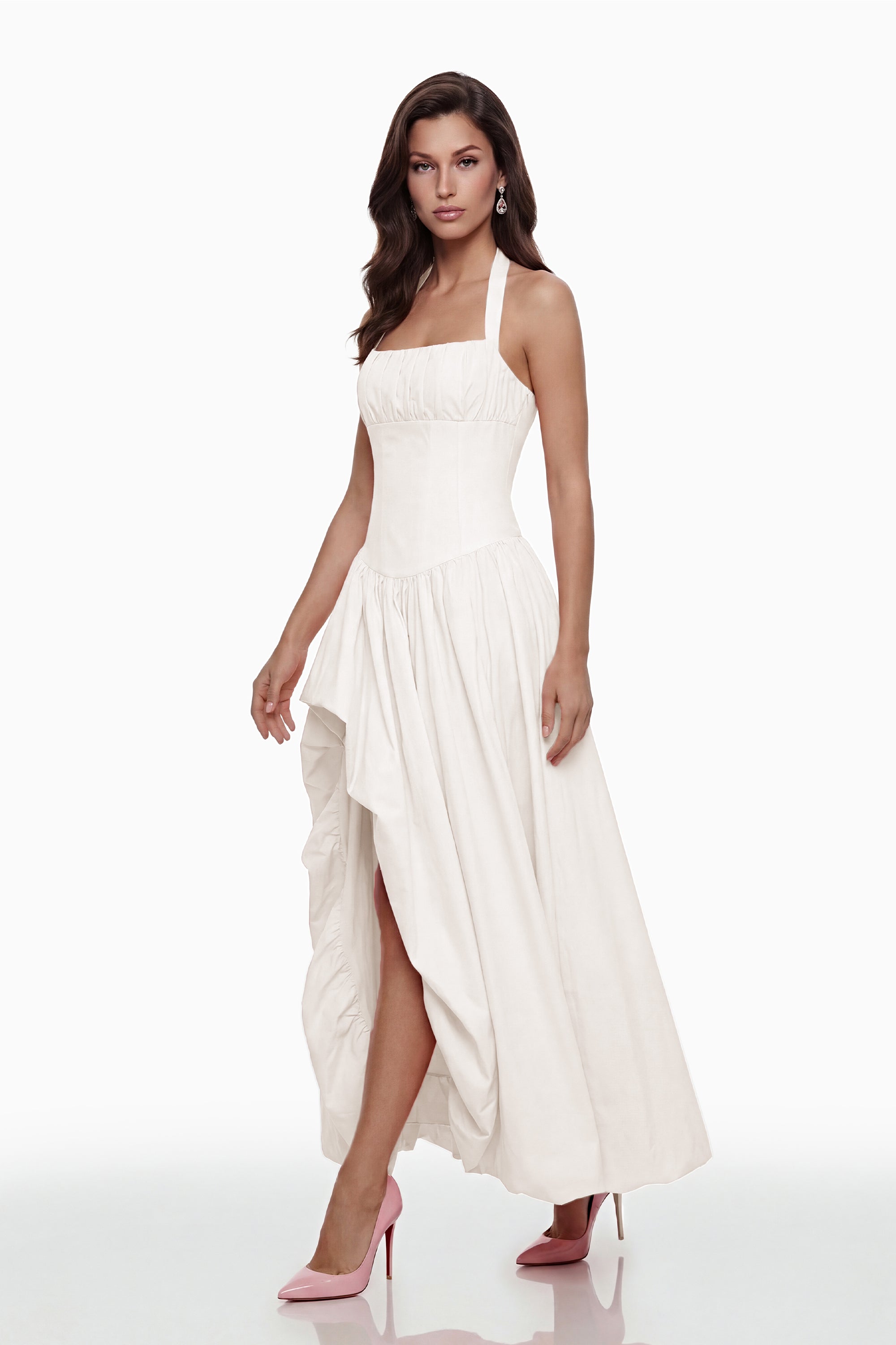 Caiya White Sleeveless Maxi Dress with Slit