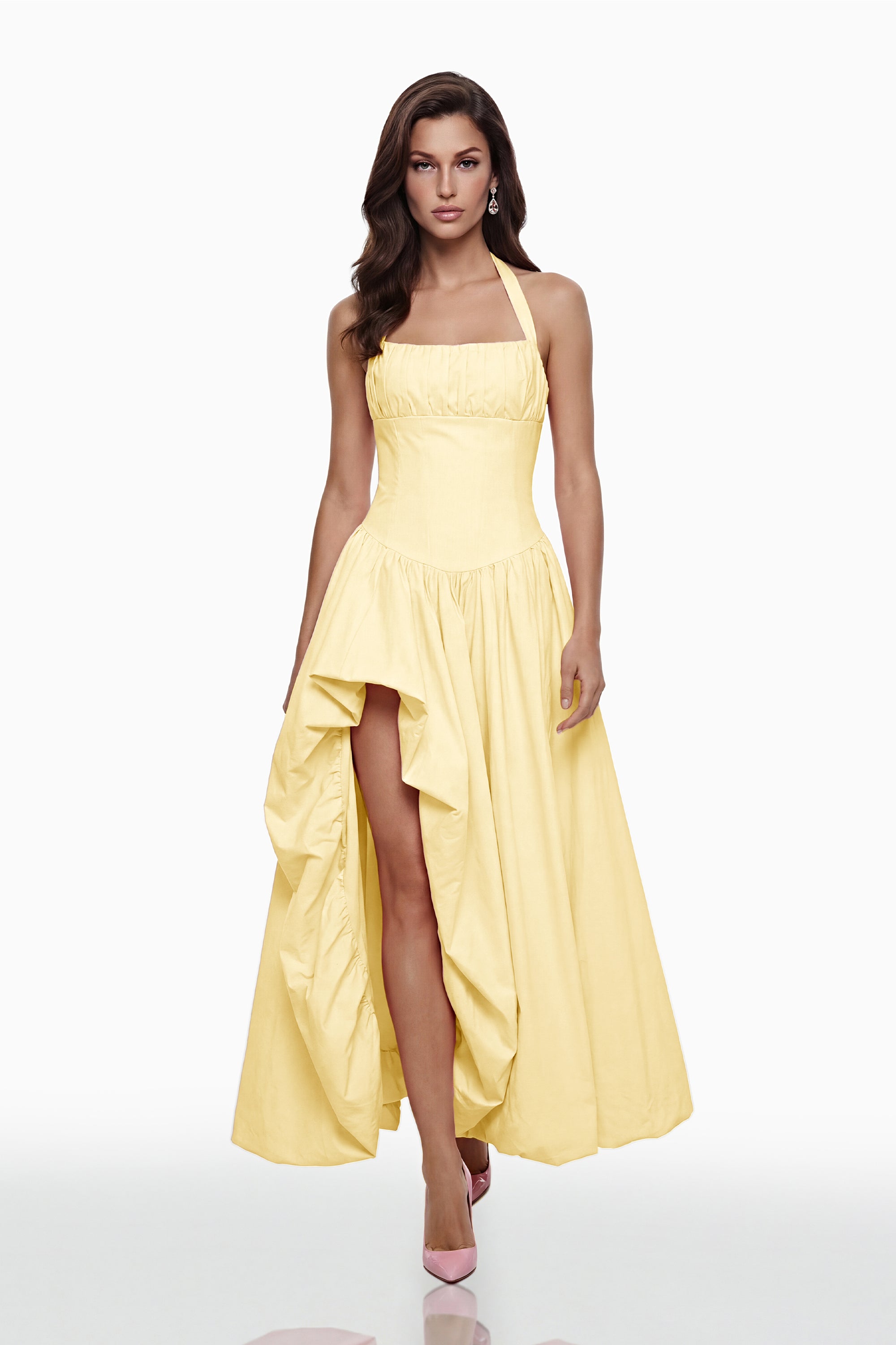Caiya Yellow Sleeveless Maxi Dress with Slit